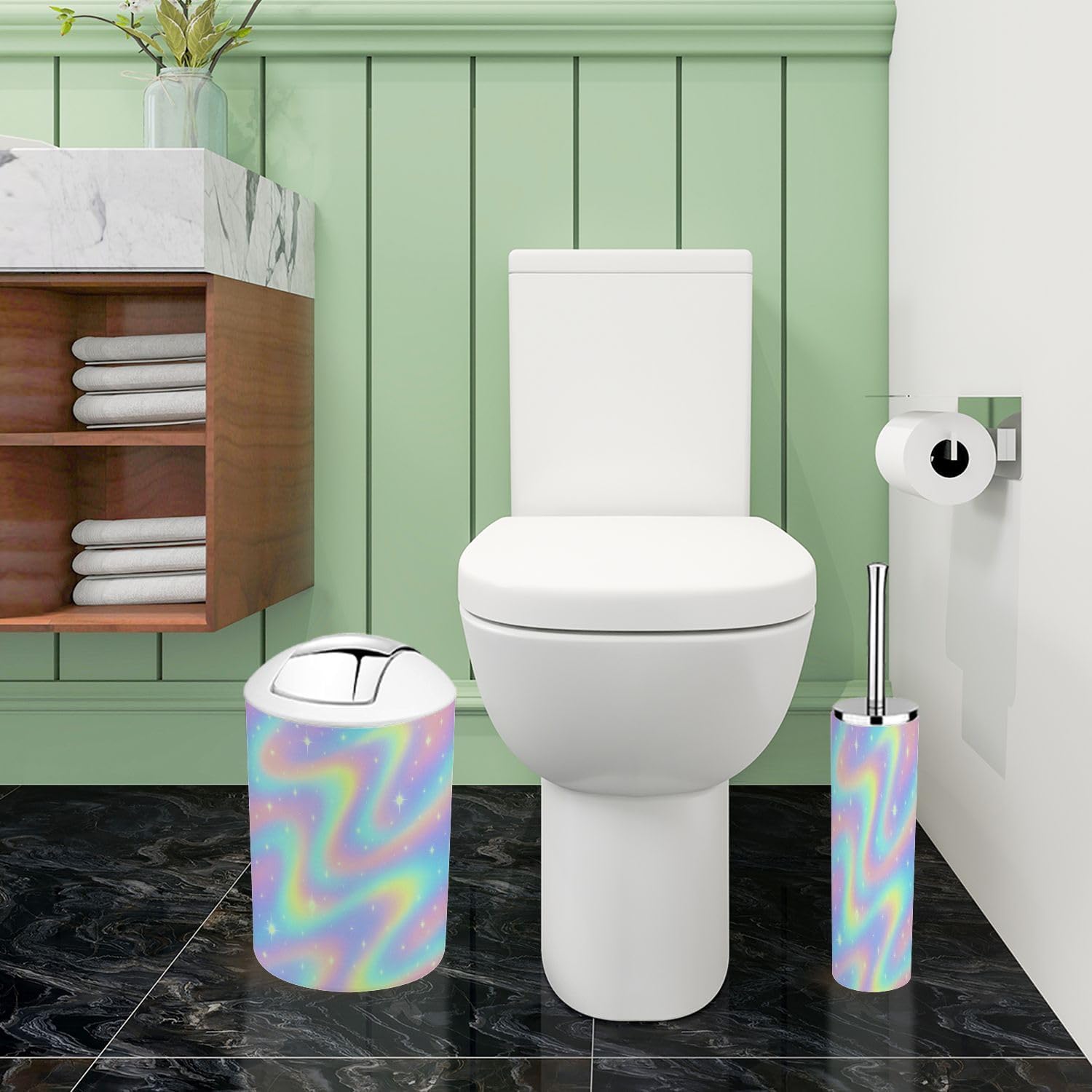 Boho Dreamy Rainbow Bathroom Accessory Set of 6