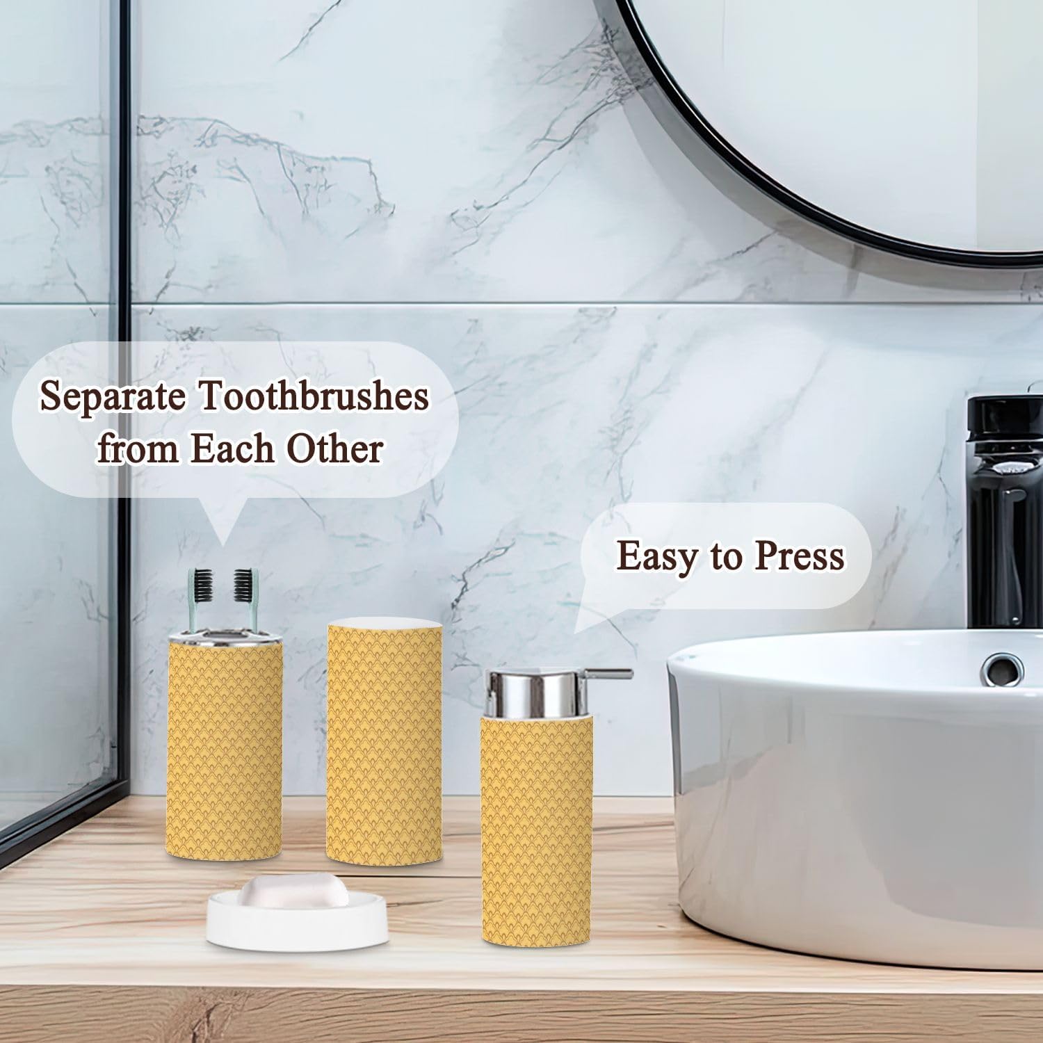 6 Piece Bathroom Accessories Set with Trash Can
