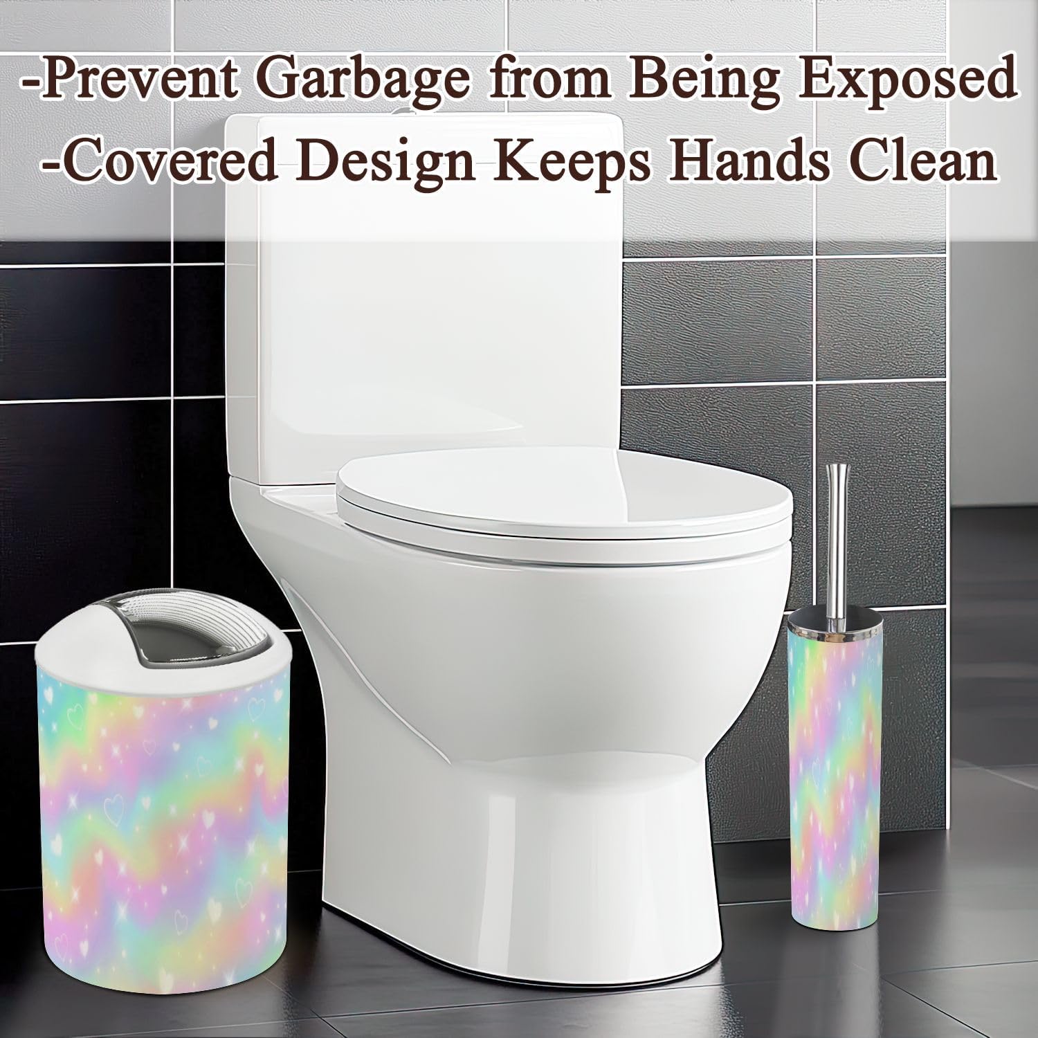 Rainbow Girlie Bathroom Accessories Set 6 Piece