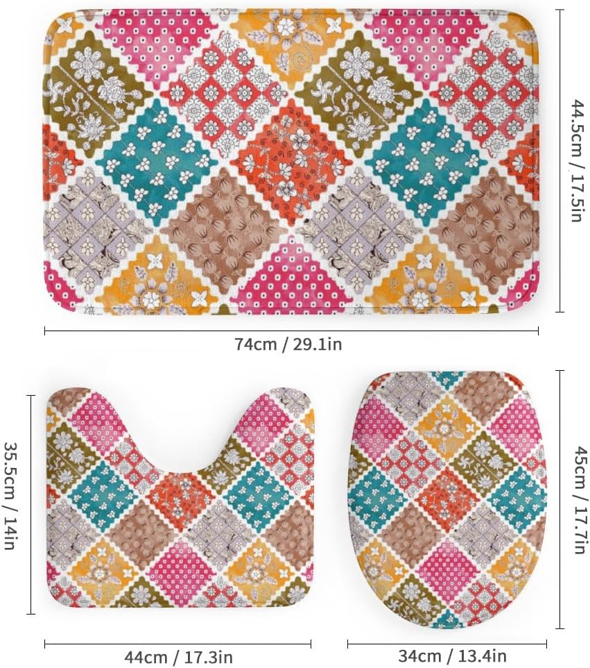 Kuizee 4-Piece Shower Curtain Set with Non-Slip Rugs and 12 Hooks