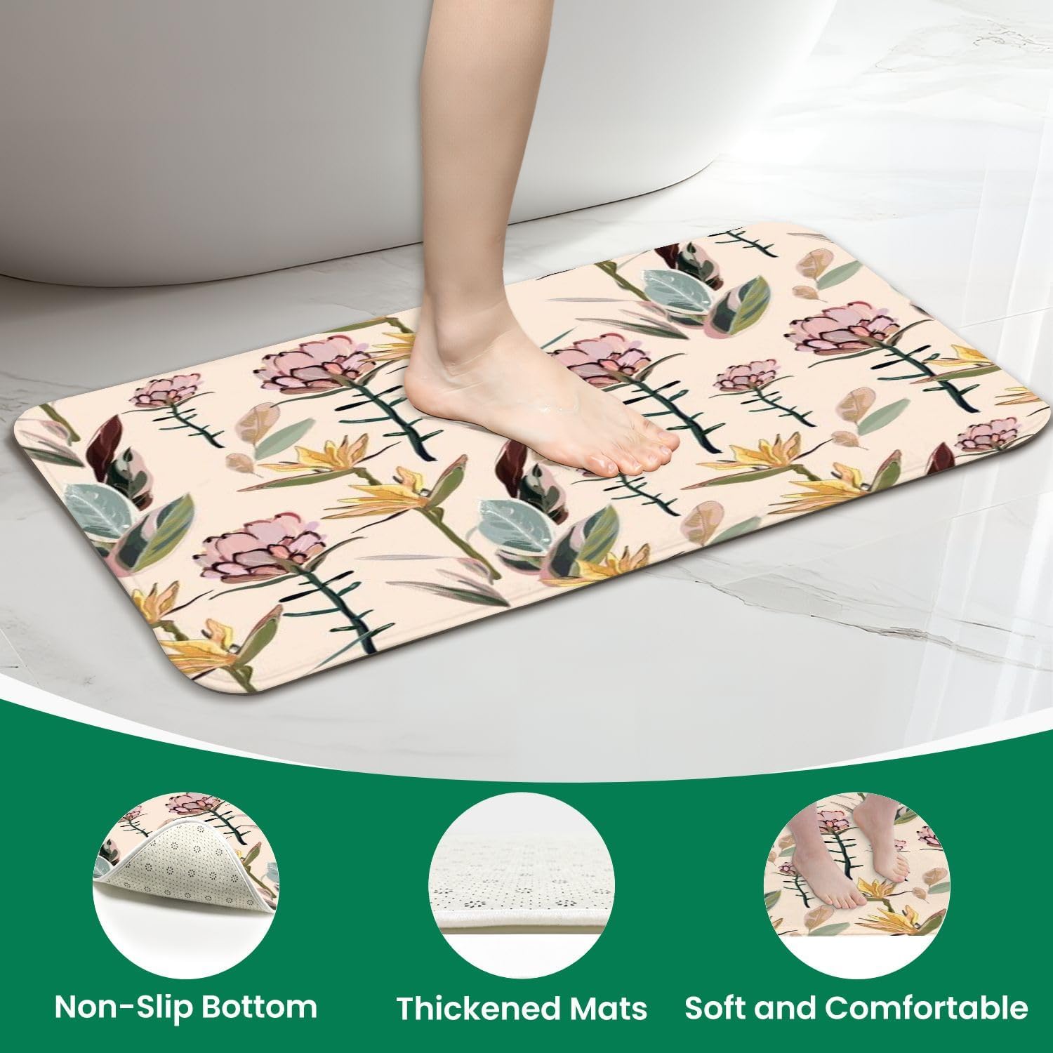 4 Piece Shower Curtain Set with Rugs Mats and Toilet Lid Cover