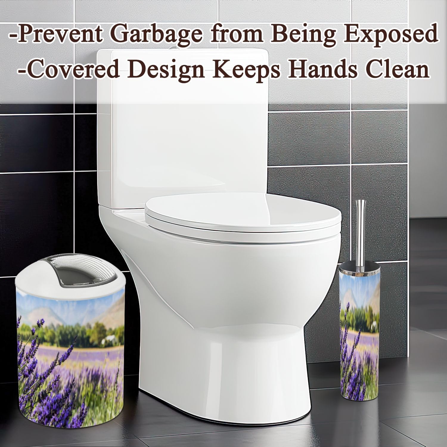 6 Piece Lavender Field Bathroom Accessories Set 1