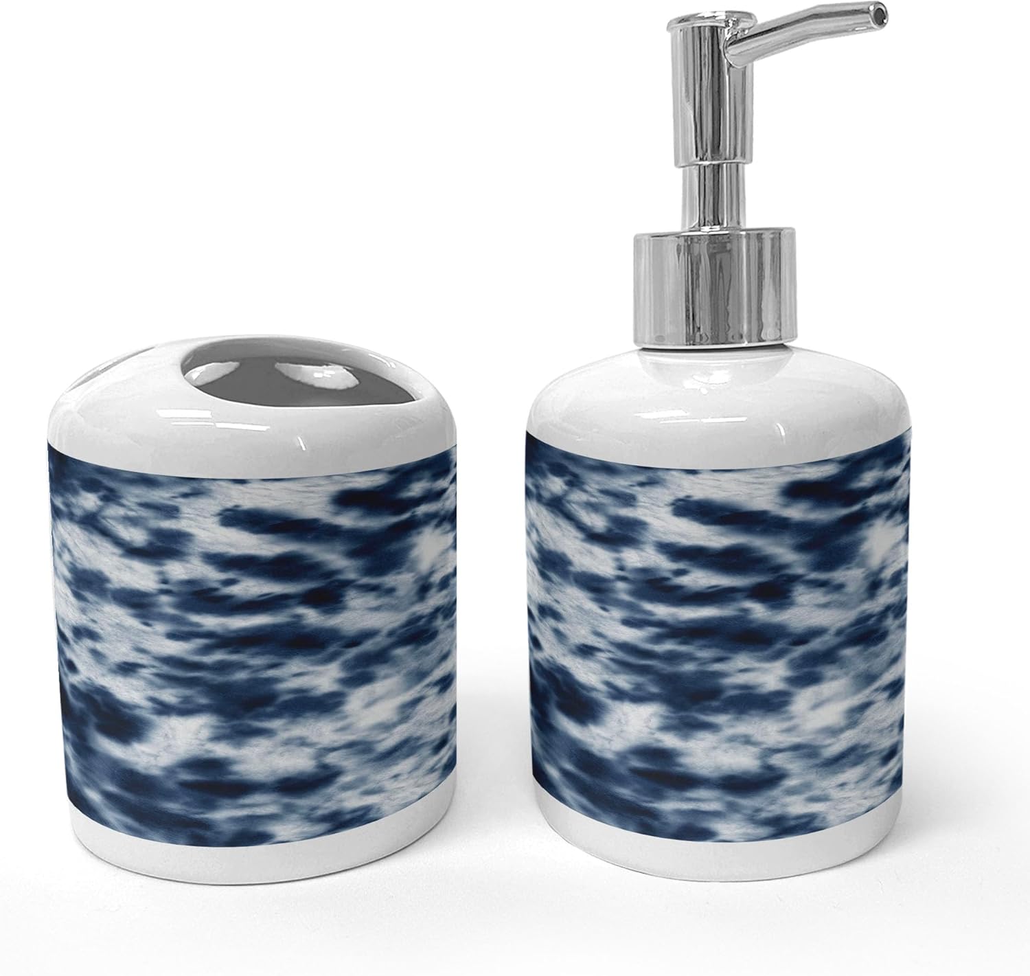 Ambesonne Ikat Print Soap Toothbrush Set Ceramic Retro Design