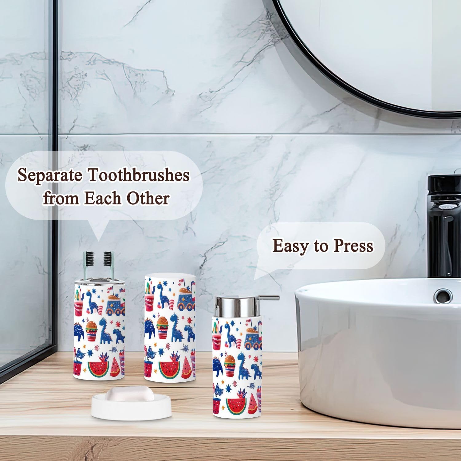 Independence Day Patriotic Bathroom Accessories Set 6 Pcs