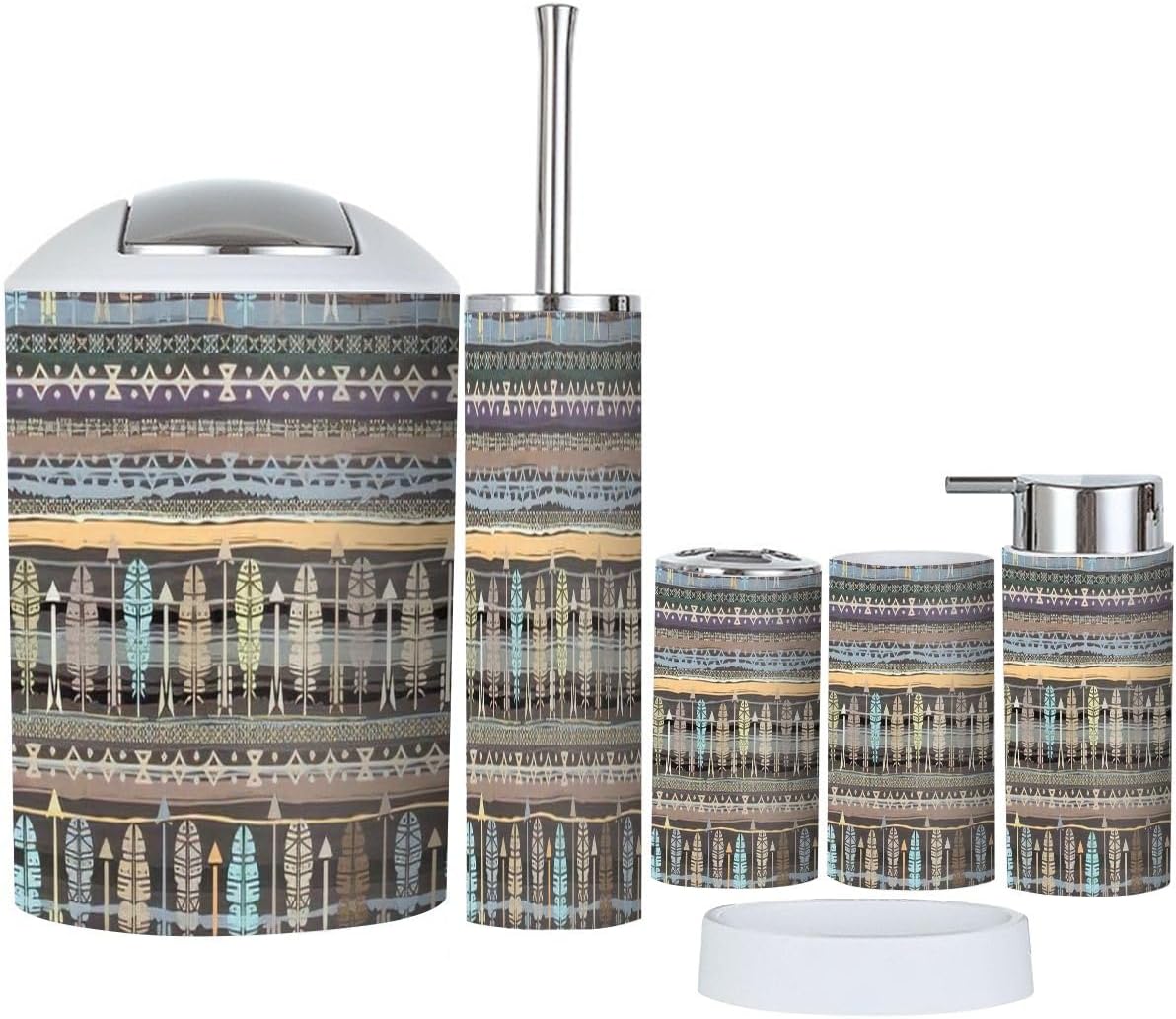 Bathroom Accessories Set 6 Pcs Modern Ethnic Boho Style