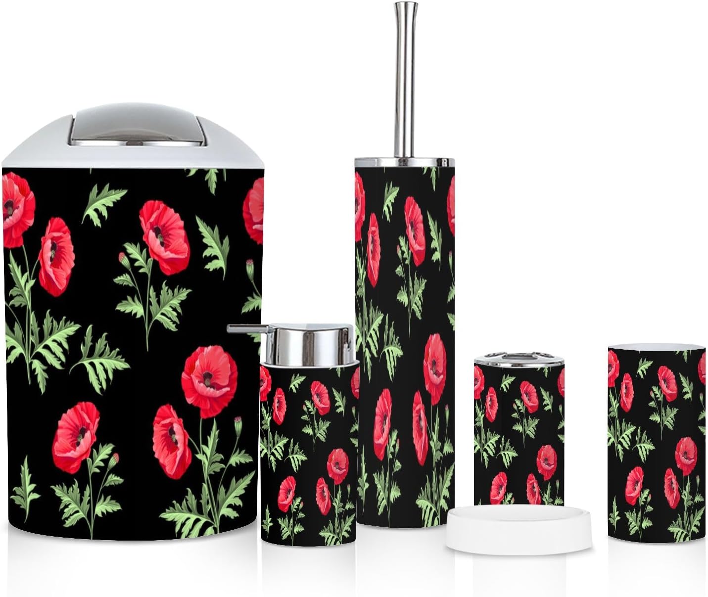 6 Piece Boho Bathroom Accessories Set with Flowers 1