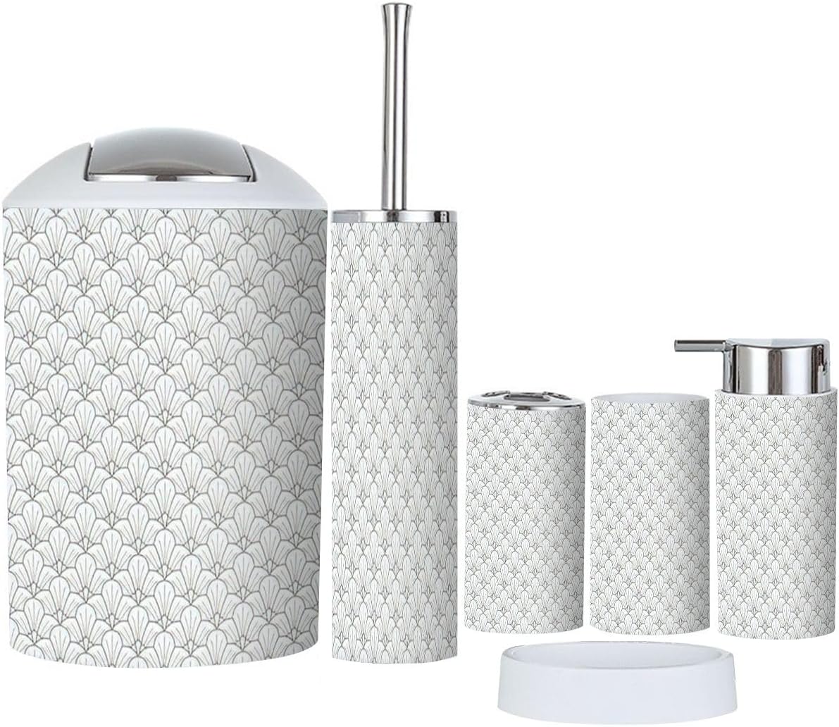 Bathroom Accessories Set 6 Pcs Chrysanthemum Art Deco Style