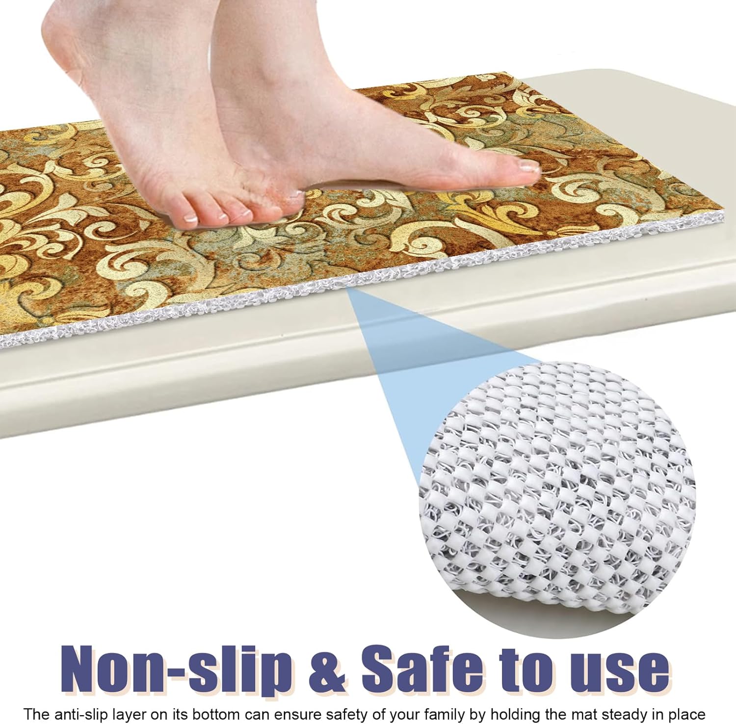 Rectangle Non Slip Shower Mat 2x3ft with Drain Hole