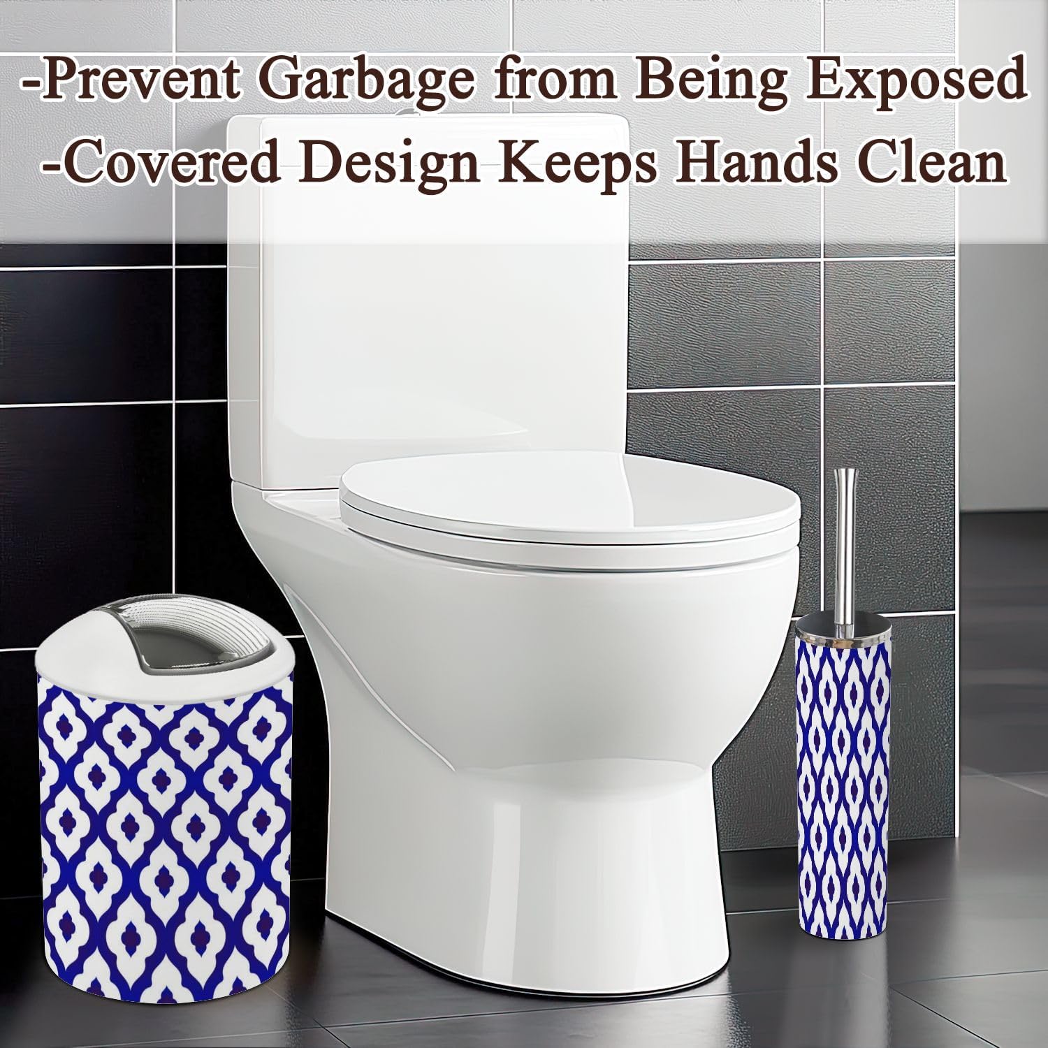 Modern Blue White Bathroom Accessories Set 6 Pcs
