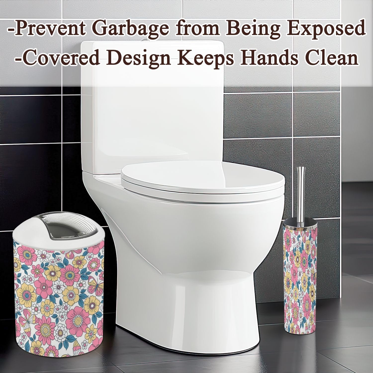 6 Piece Retro Floral Bathroom Accessories Set