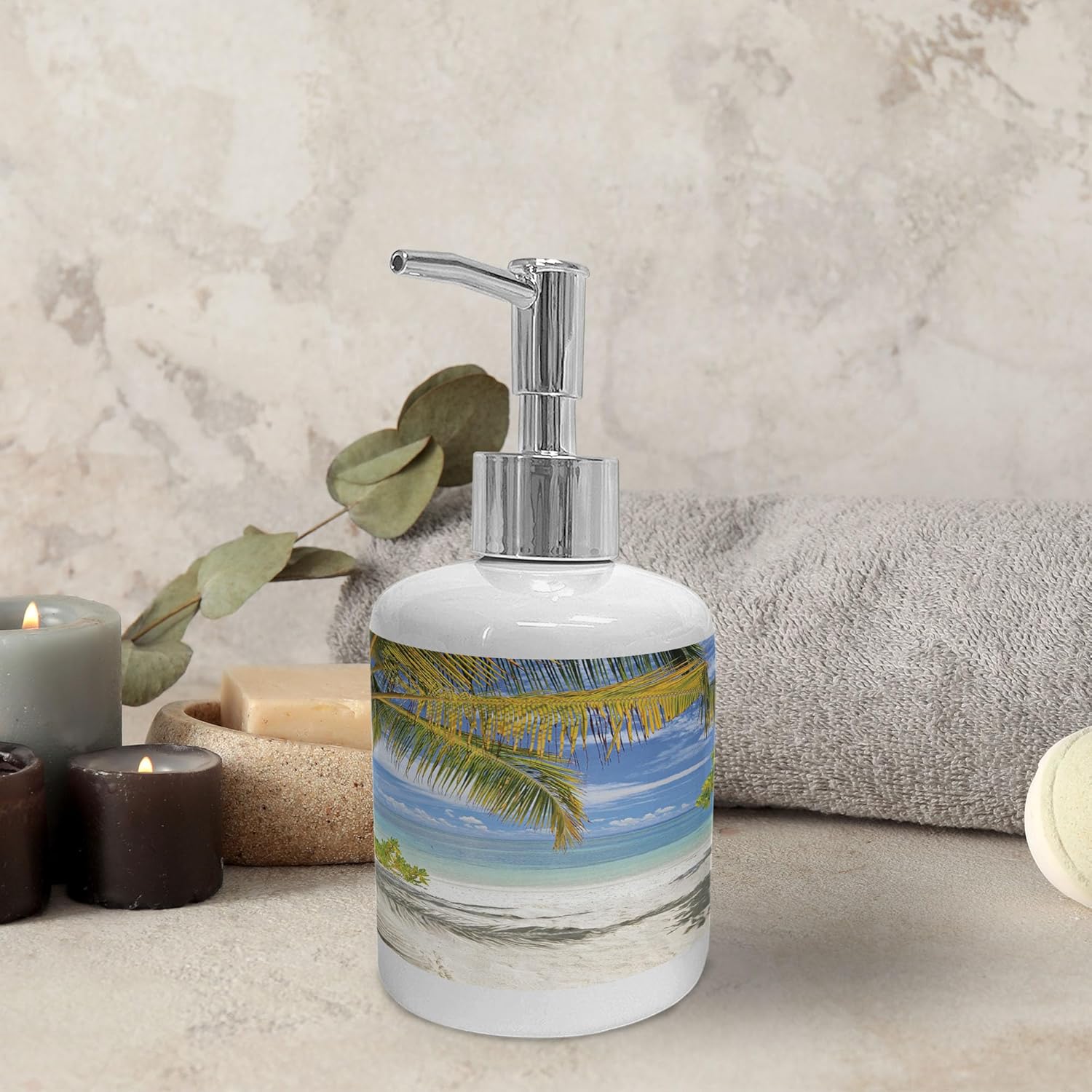 Ambesonne Ceramic Soap Toothbrush Holder Set