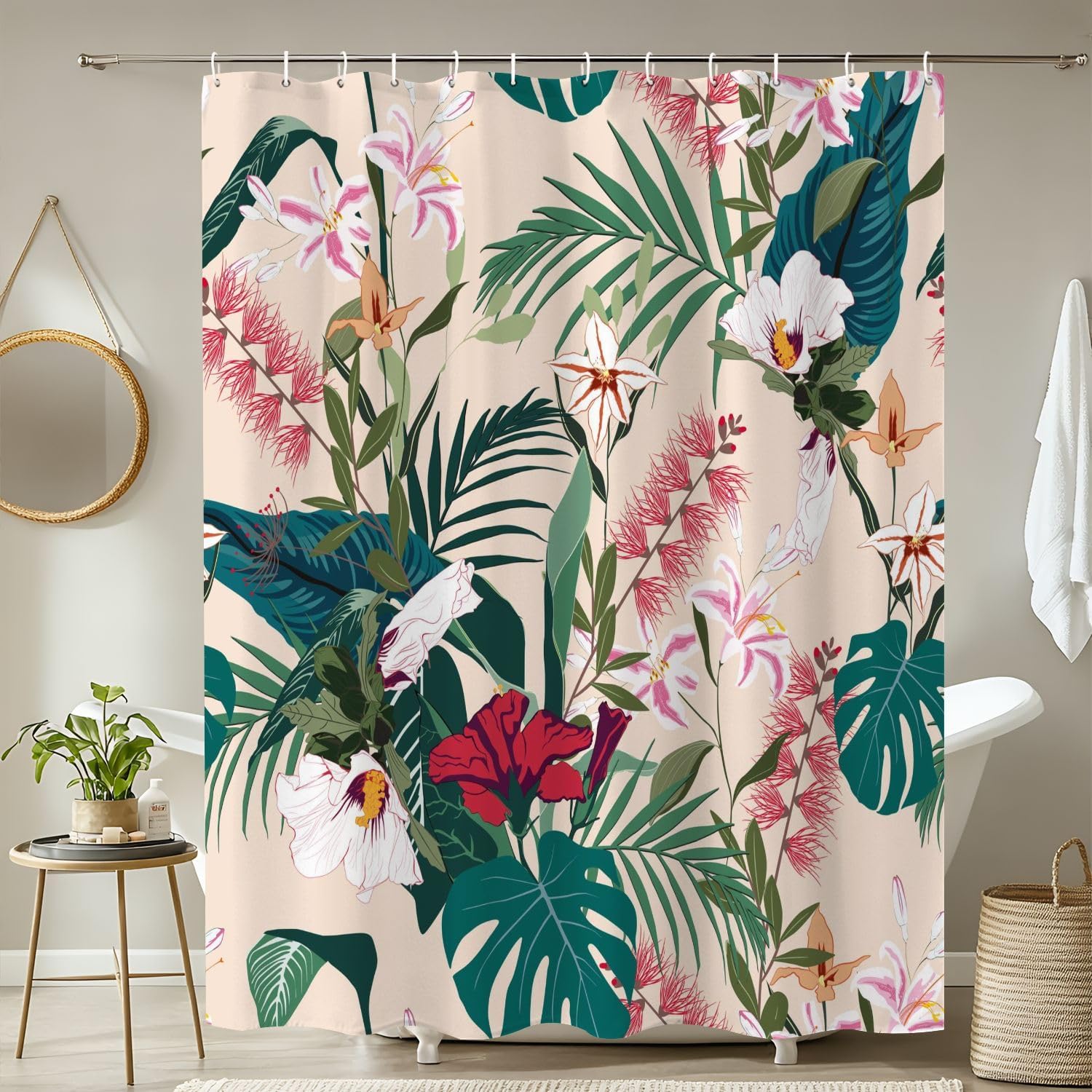 JCOOKLOFTS 4 Piece Tropical Flower Shower Set