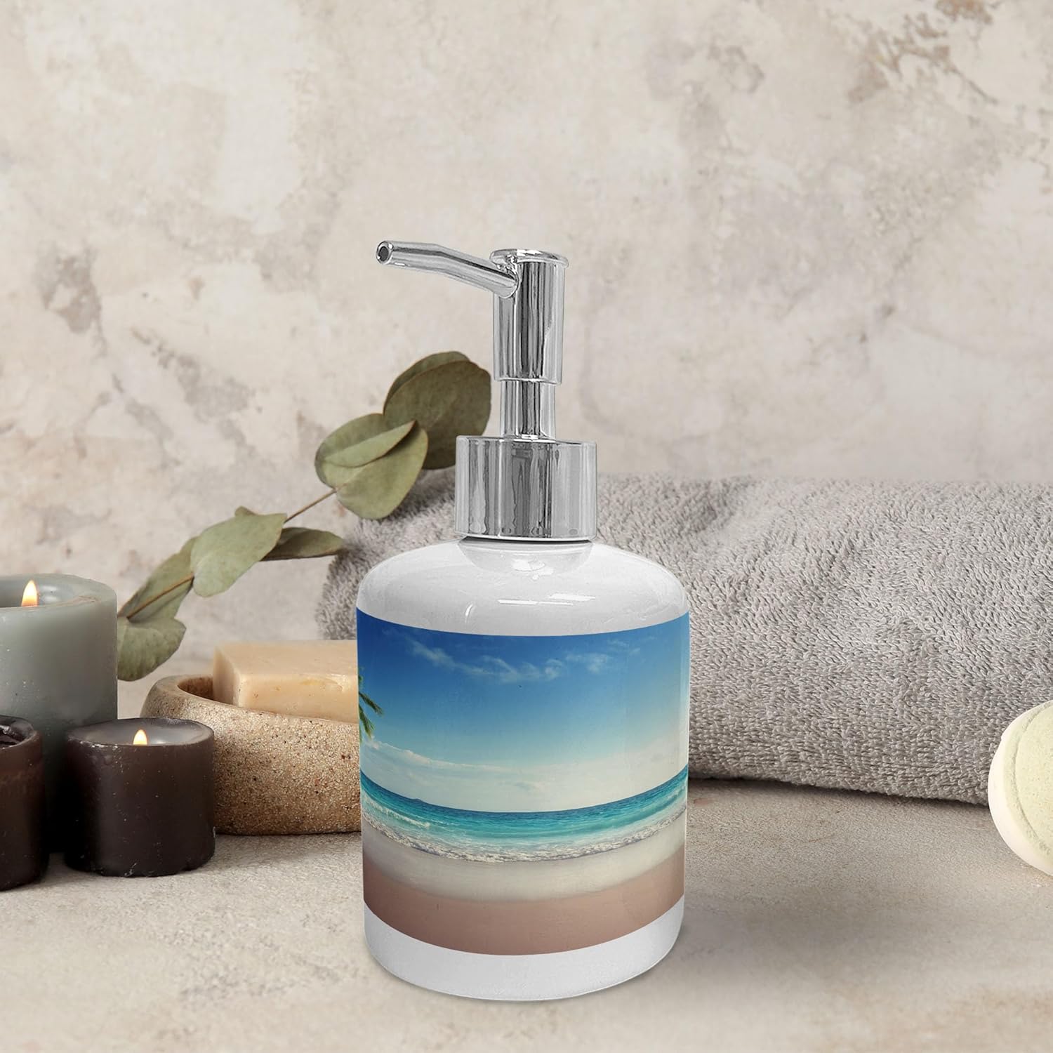 Ambesonne Seashore Soap Toothbrush Holder Set 2 Pcs Ceramic