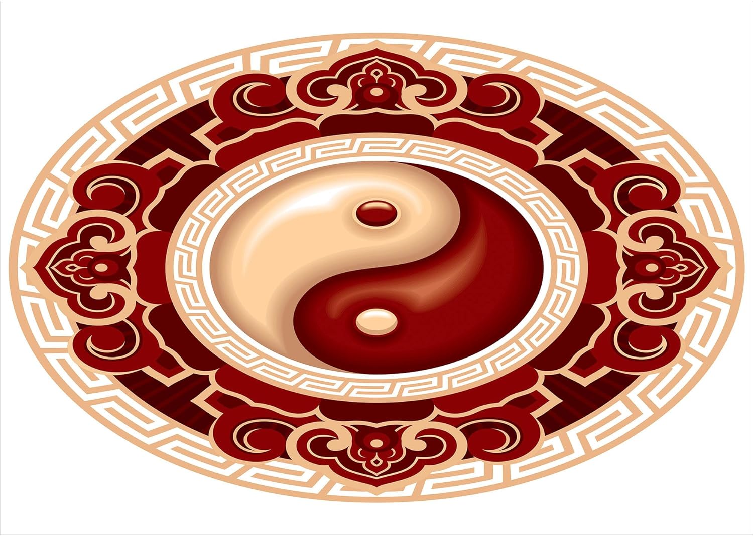 Ambesonne Ying Yang Soap Toothbrush Holder Set 2 Pcs Maroon Cream White