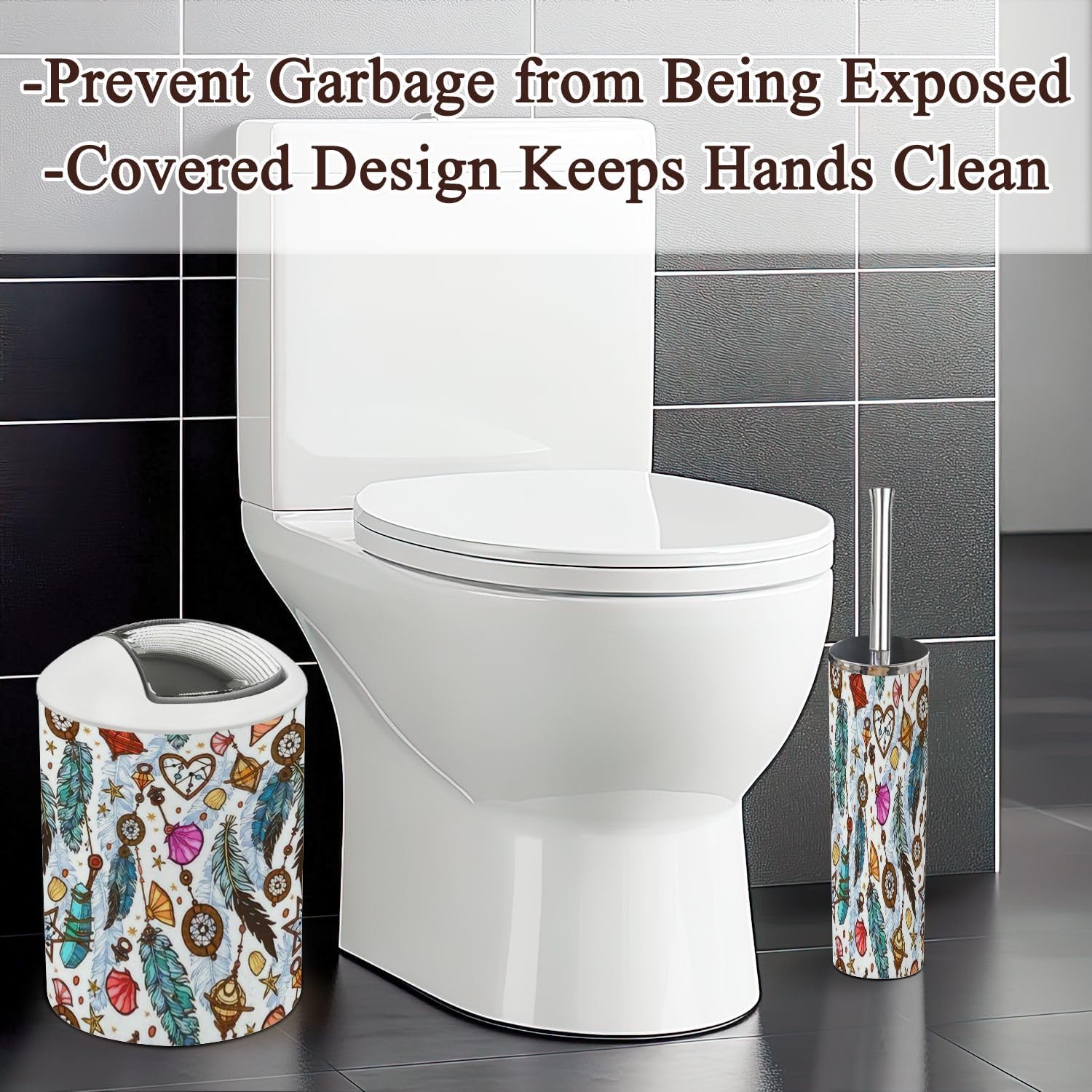 Tropical Boho Style Bathroom Accessories Set 6 Pcs