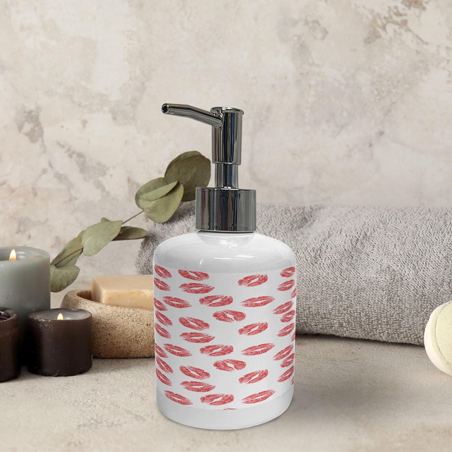 Ambesonne 2 Pc Ceramic Soap Toothbrush Holder Set