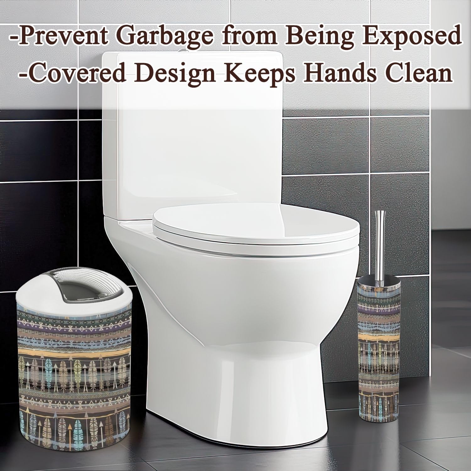Bathroom Accessories Set 6 Pcs Modern Ethnic Boho Style