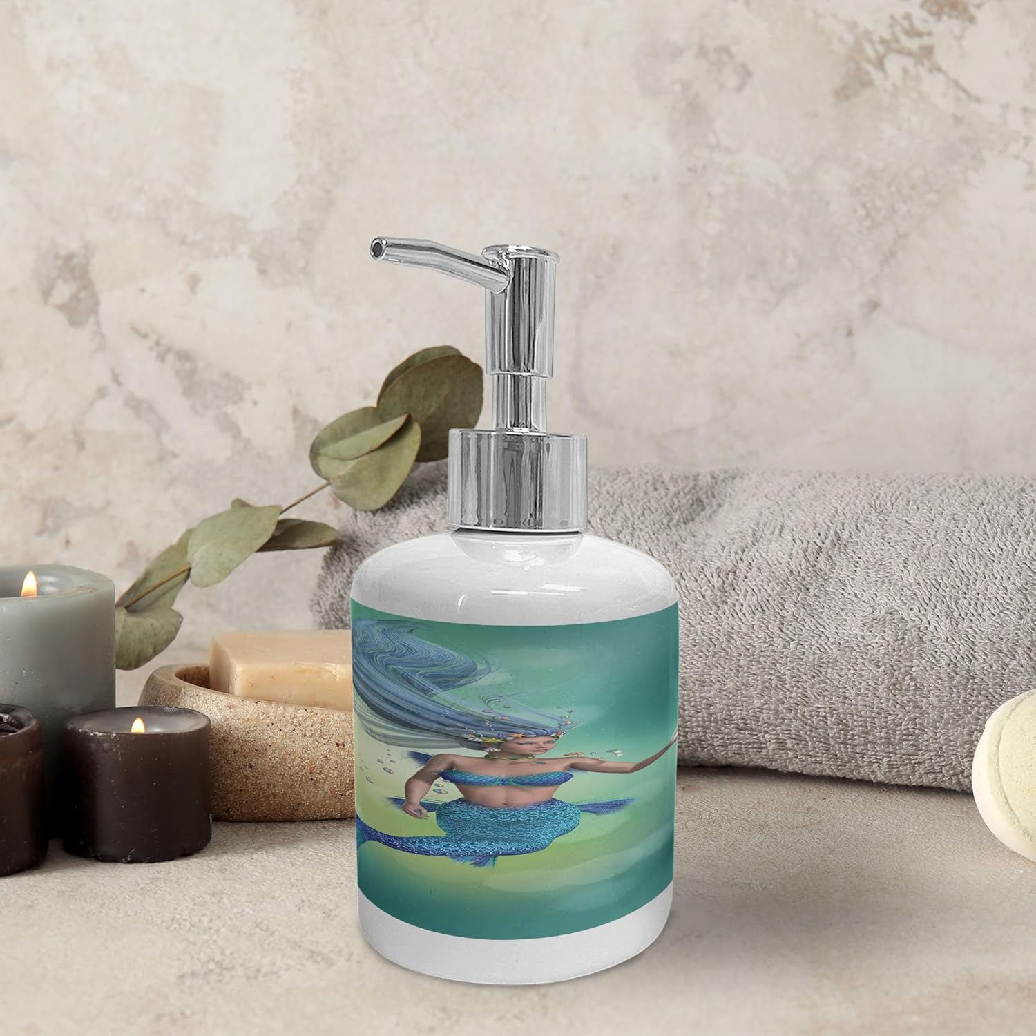 Ambesonne Underwater Soap Dispenser Toothbrush Holder Set