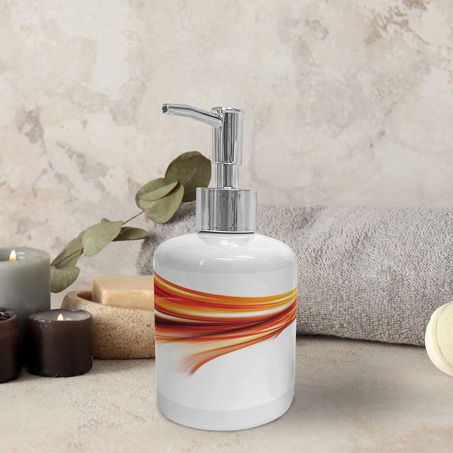 Ambesonne Abstract Soap Toothbrush Holder Set 2 Pcs Orange Red