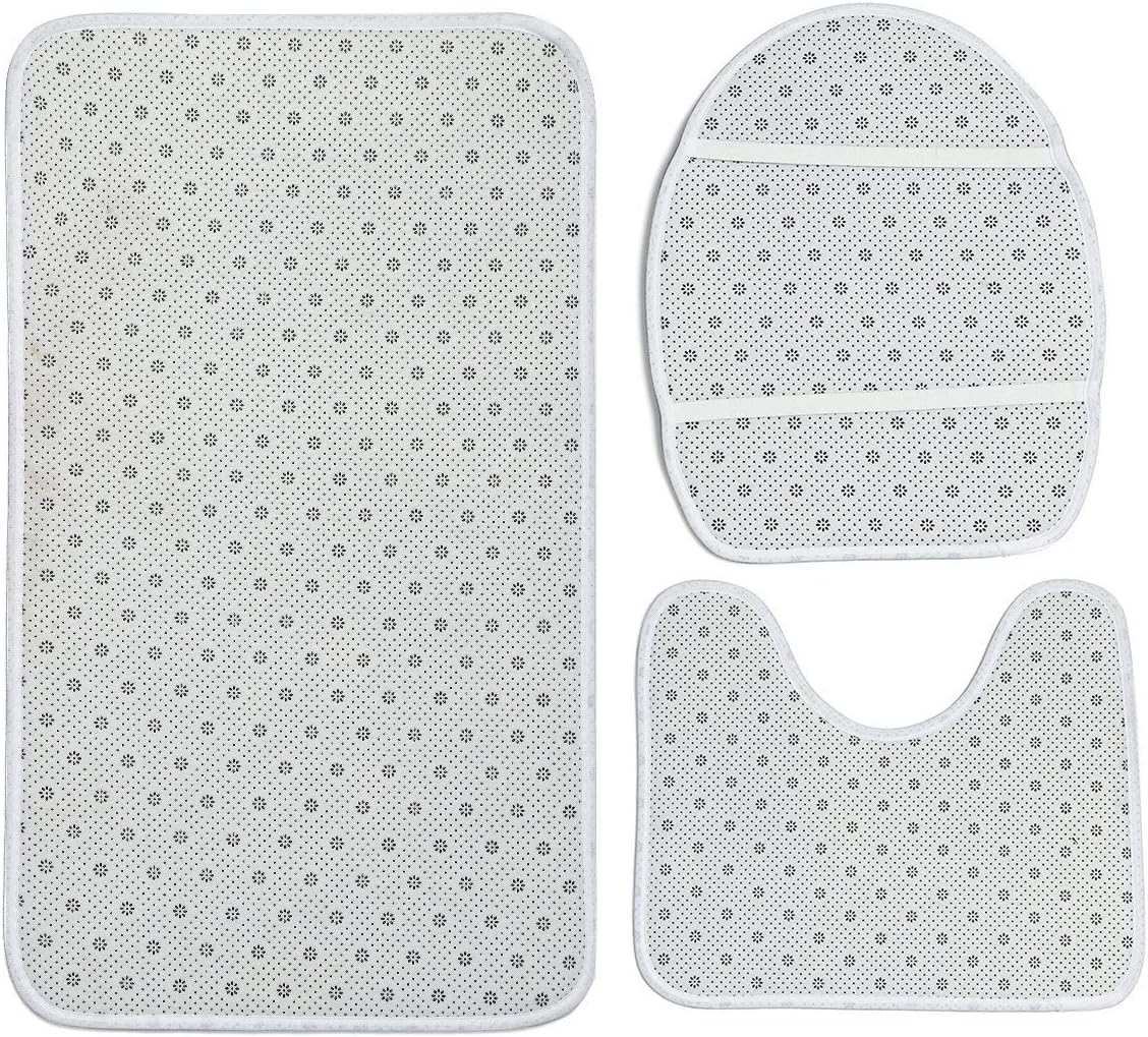 Wotrend Spring 3 Piece Bath Rug Set Red Rose Wreath
