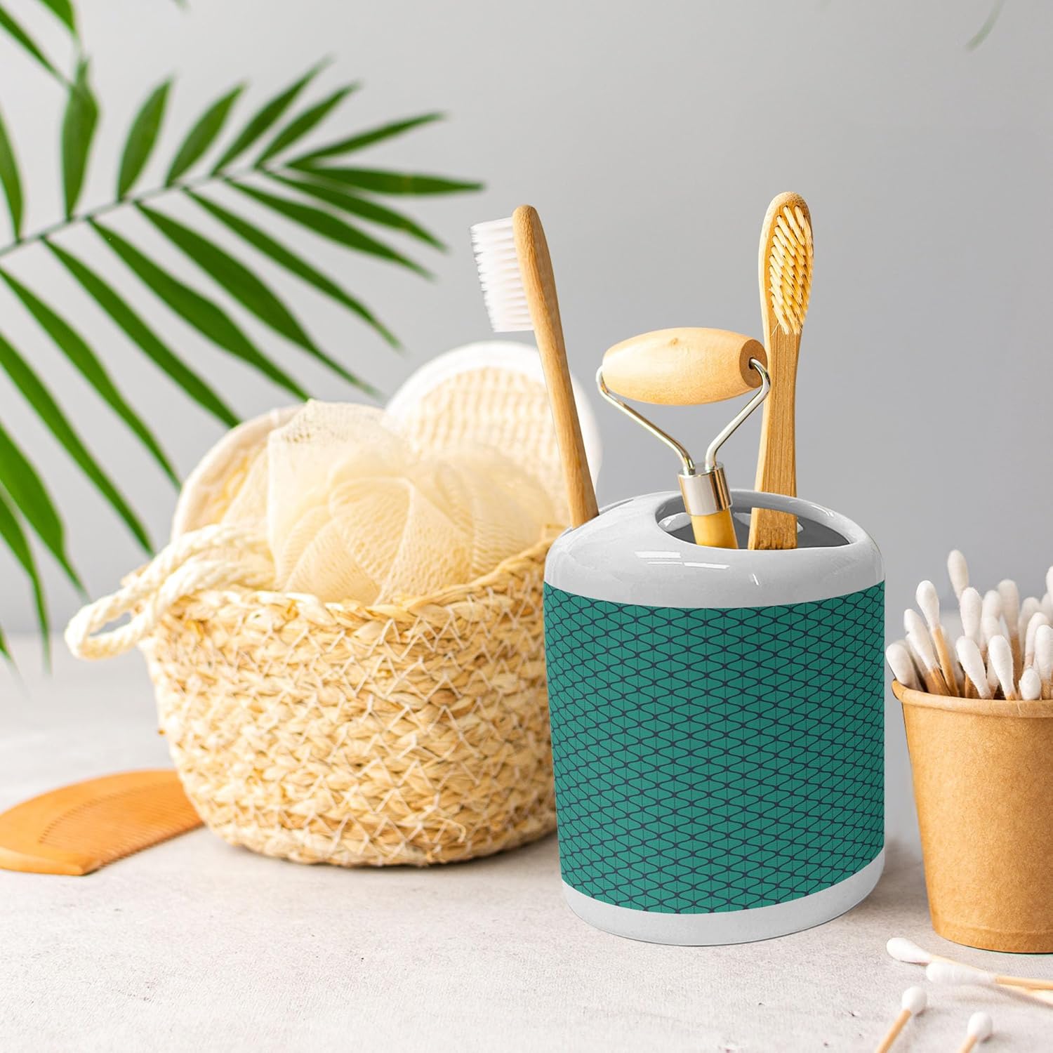 Ambesonne Leafage Soap Toothbrush Holder Set 2 Pcs