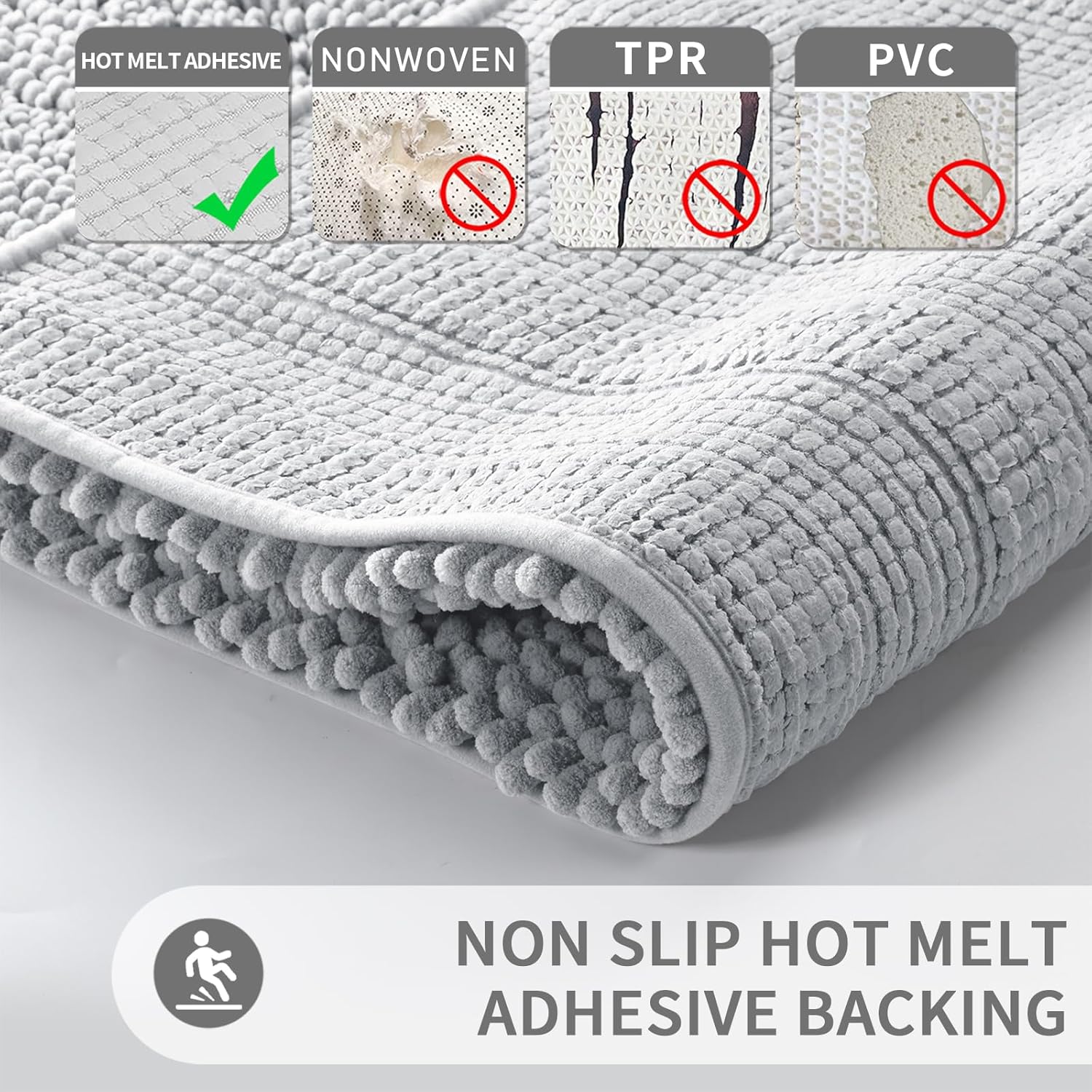 Yimobra Luxury Bath Rug Mat 36x24 Silver