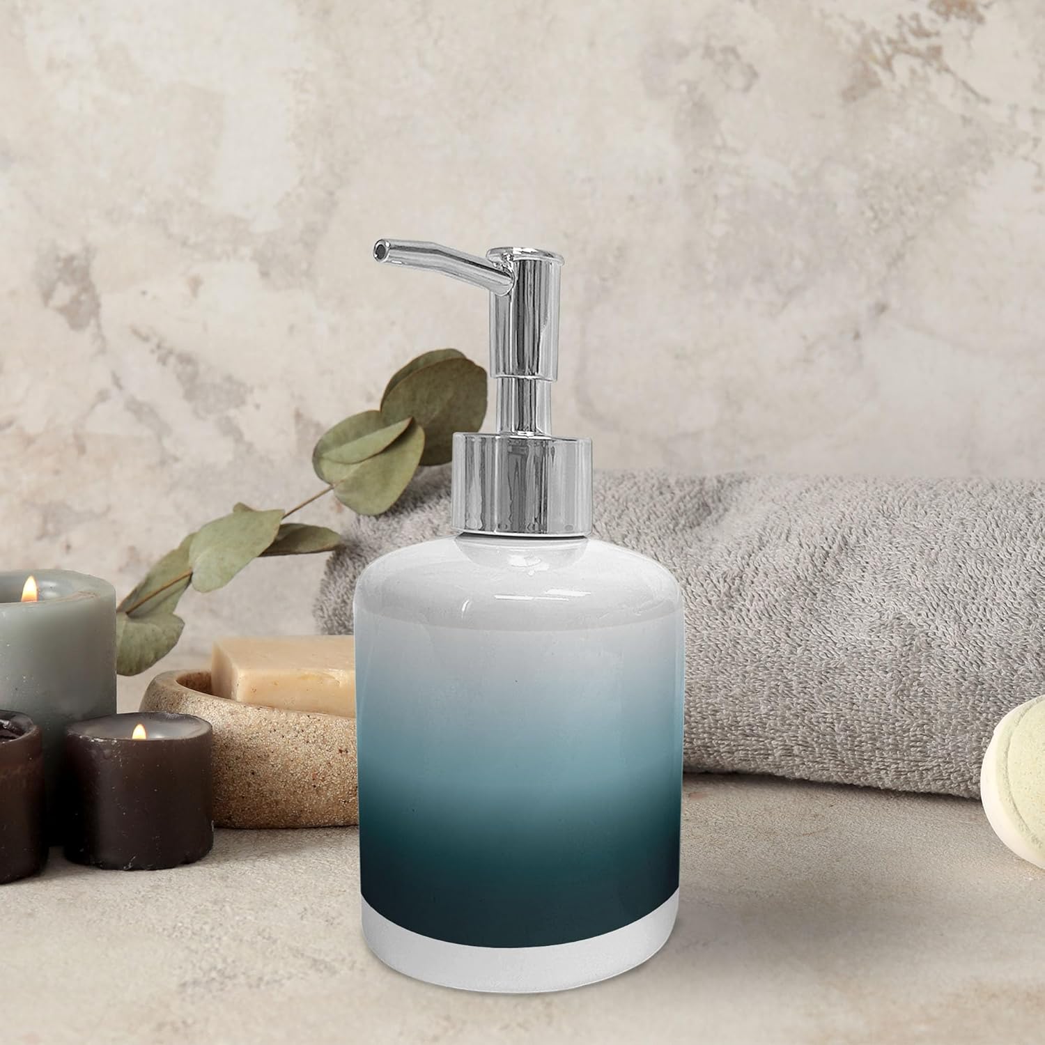 Ambesonne Ombre Soap Dispenser Toothbrush Holder Set 1