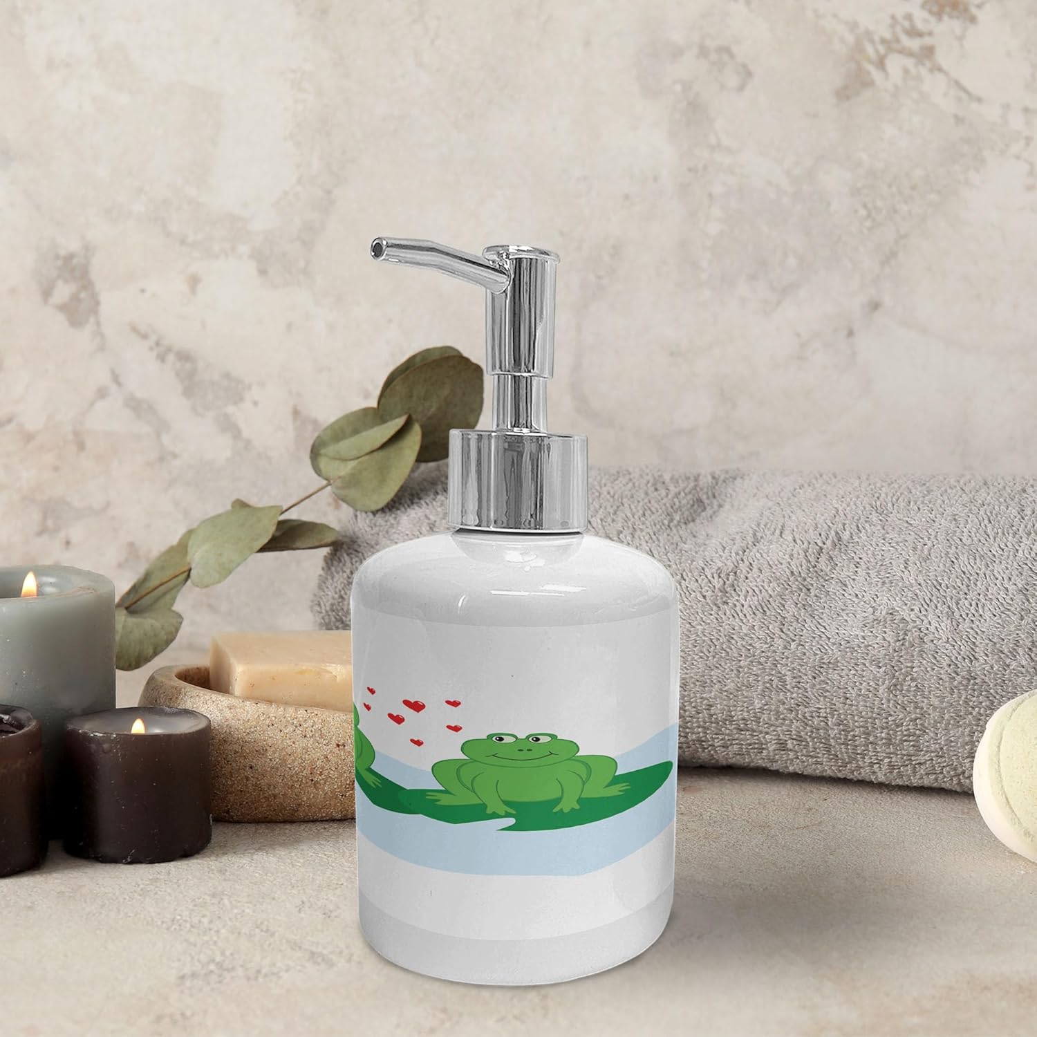 Ambesonne Love Soap Toothbrush Set - Frogs on Lake 2 Pcs