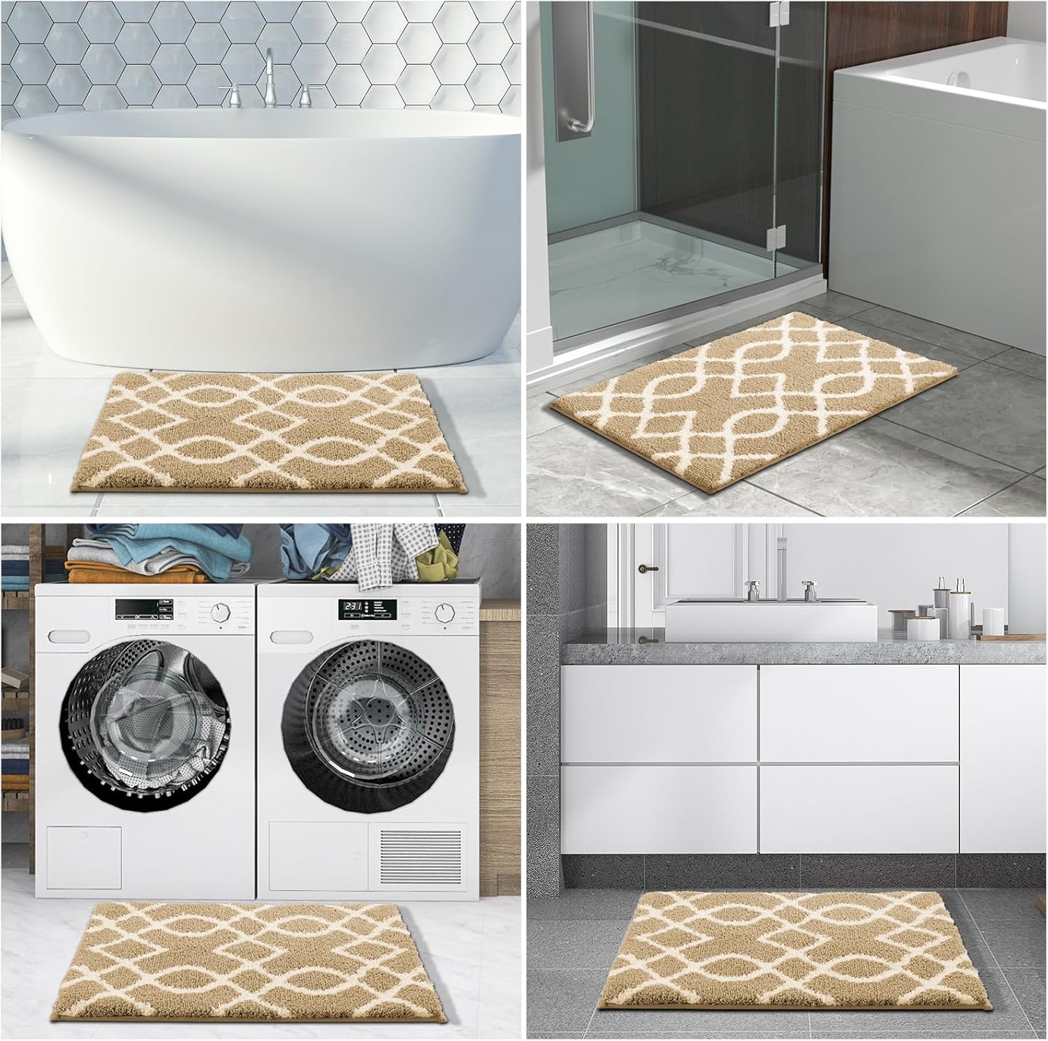 Yimobra Luxury Plush Bath Rug 47x24 Inch Beige
