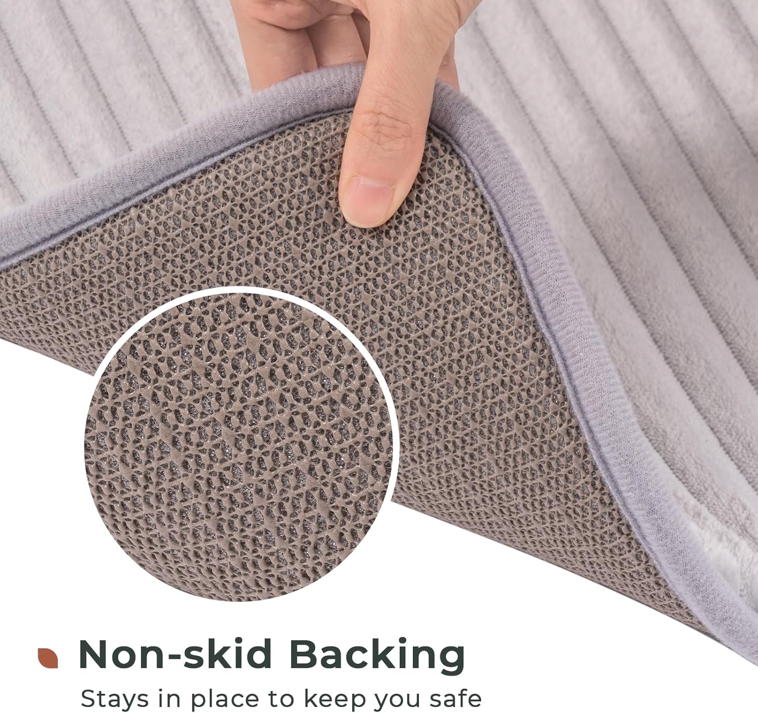 FRESHMINT Ultra Soft Charcoal Memory Foam Bath Mat 17x24 Silver Grey