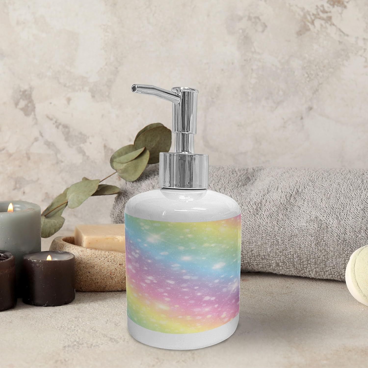 Ambesonne Galaxy Unicorn Soap Dispenser Toothbrush Holder Set