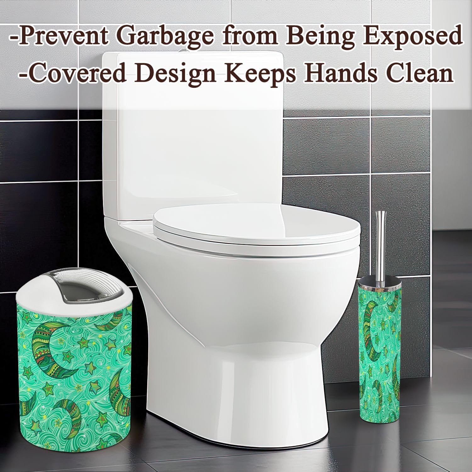 Bathroom Accessories Set 6 Pcs Doodle Night Stars Design