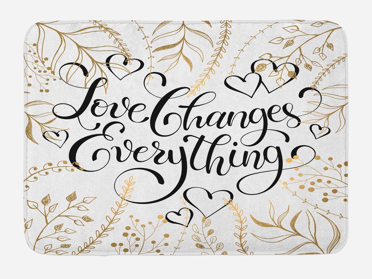 Ambesonne Romantic Bath Mat with Heart Shapes and Inspirational Words 1
