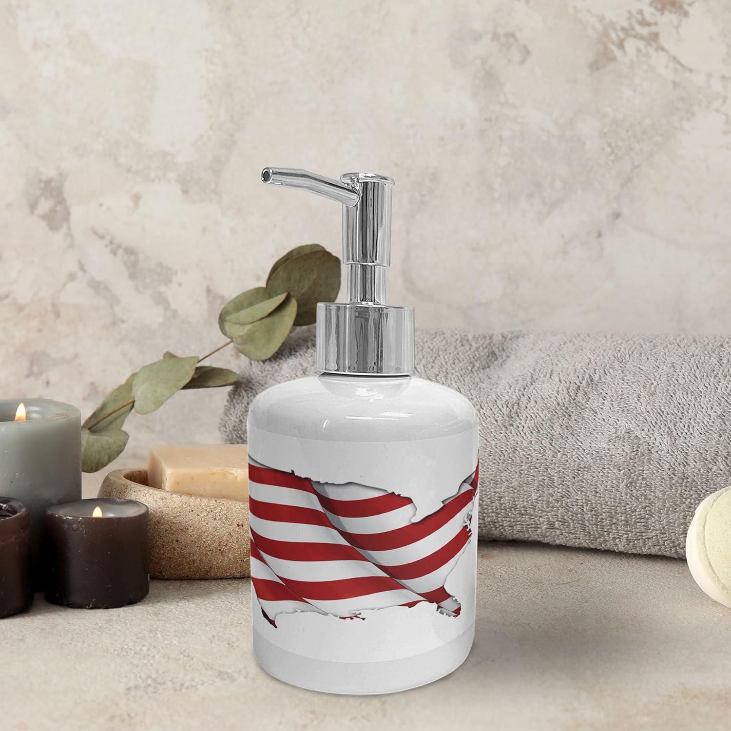 Ambesonne World Map Soap Dispenser Toothbrush Holder Set