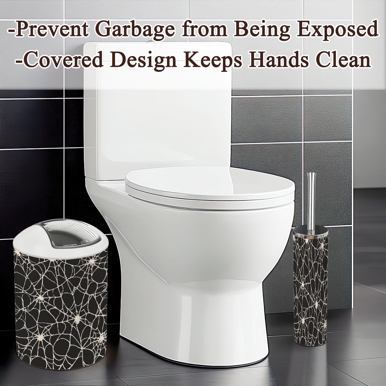 6 Piece Bathroom Accessories Set Spiderweb Pattern