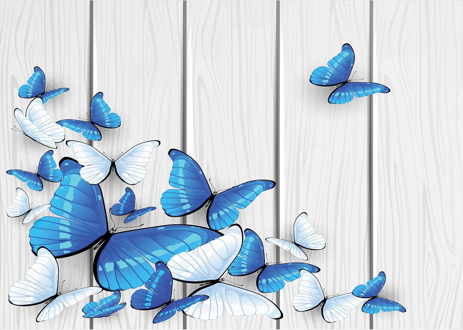 Ambesonne Ceramic Soap Toothbrush Holder Set Blue White Butterflies