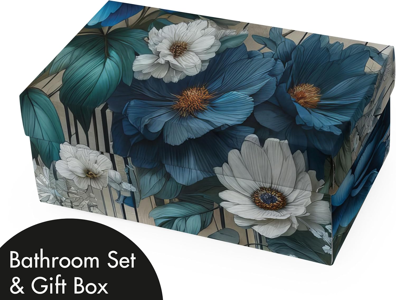 Ambesonne Blue Bathroom Decor Set 4 Pcs
