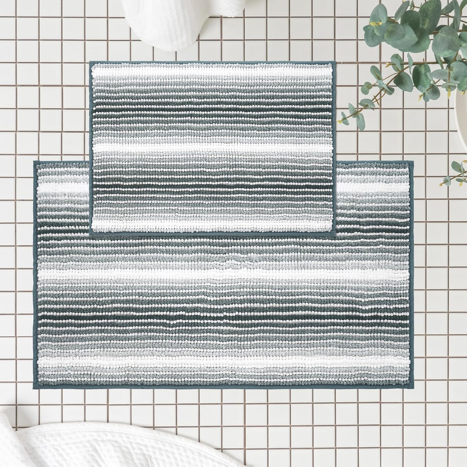 FRESHMINT Ombre Chenille Bath Rug Set 2 Piece 1