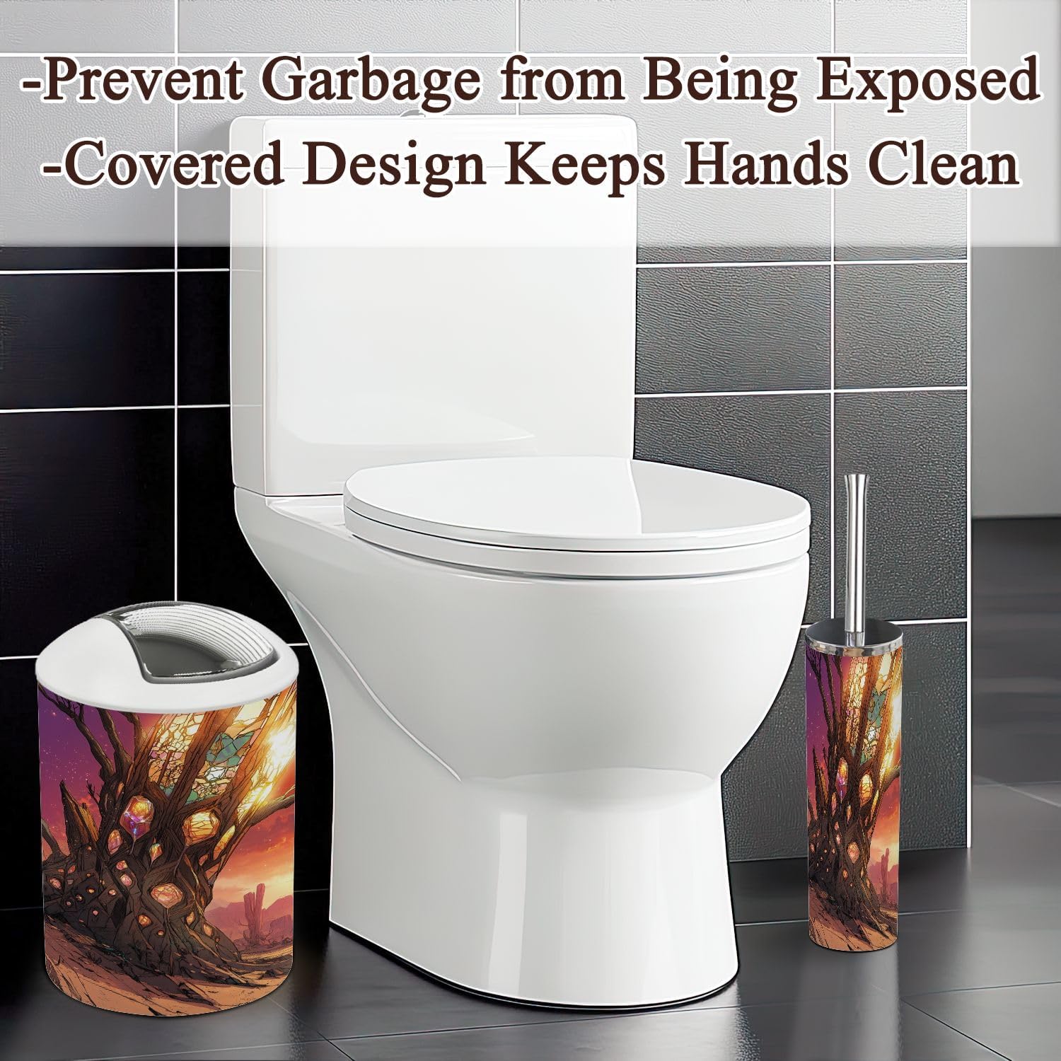 6 Piece Abstract Desert Bathroom Accessories Set