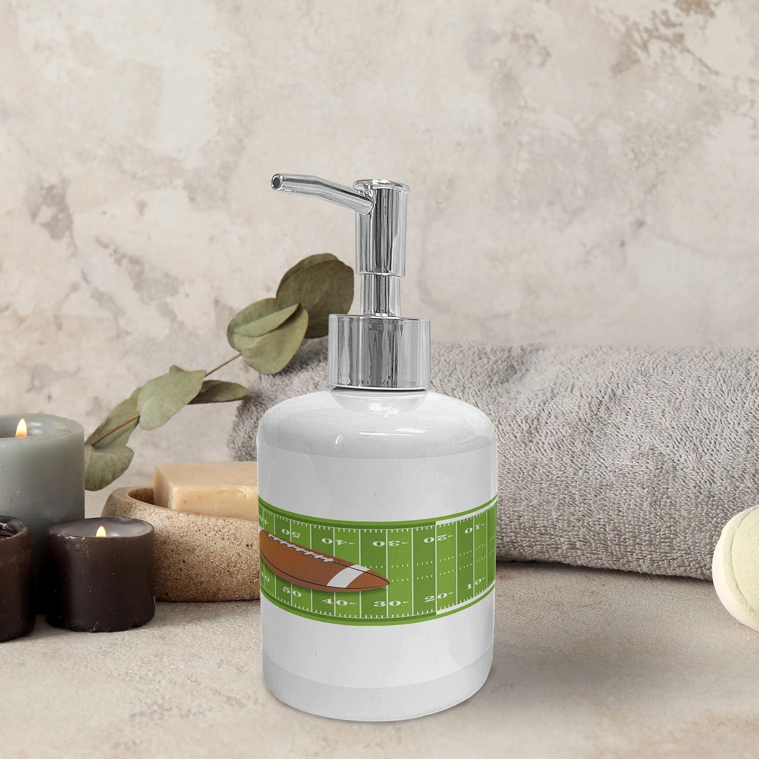 Ambesonne Football Soap Toothbrush Holder Set