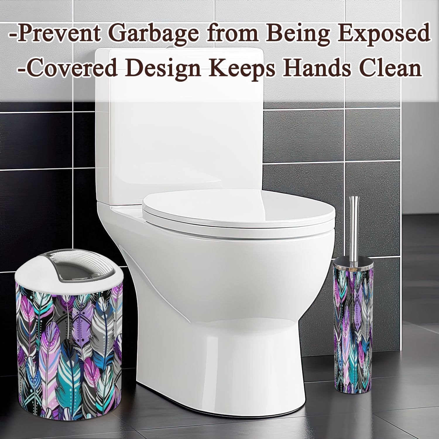 6 Pcs Modern Bathroom Accessories Set with Decorative Elements