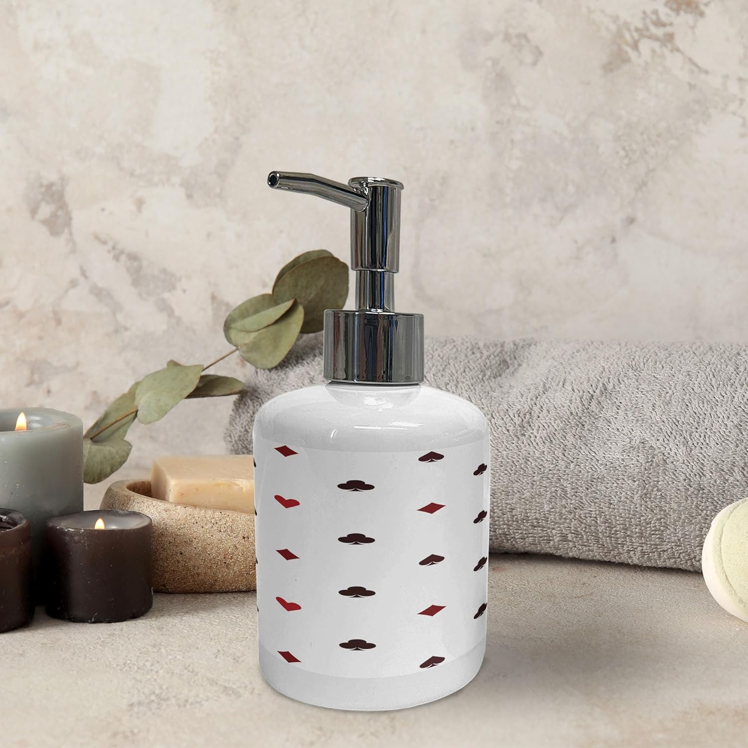 Ambesonne Casino Soap Toothbrush Holder Set 2 Pcs Red Ruby Maroon