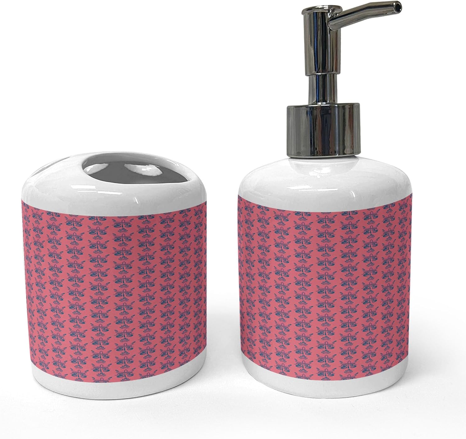 Ambesonne Ethnic Soap Dispenser Toothbrush Holder Set