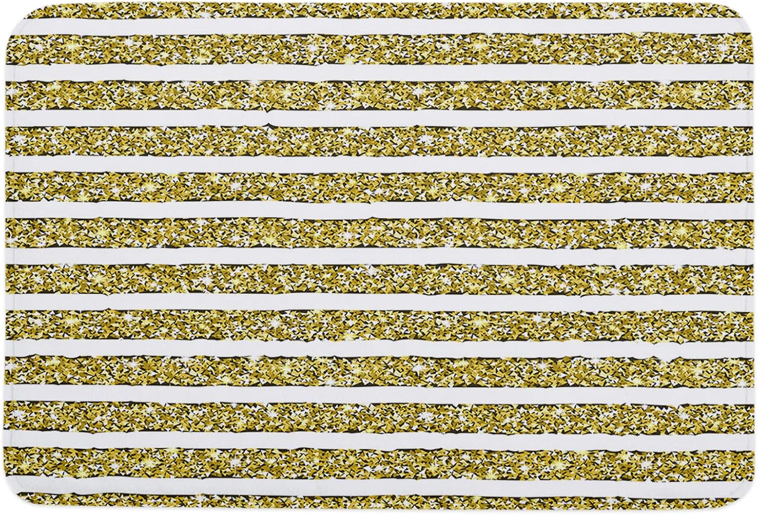 Modern Gold Yellow Shiny Giltter Bath Mat 32x20In