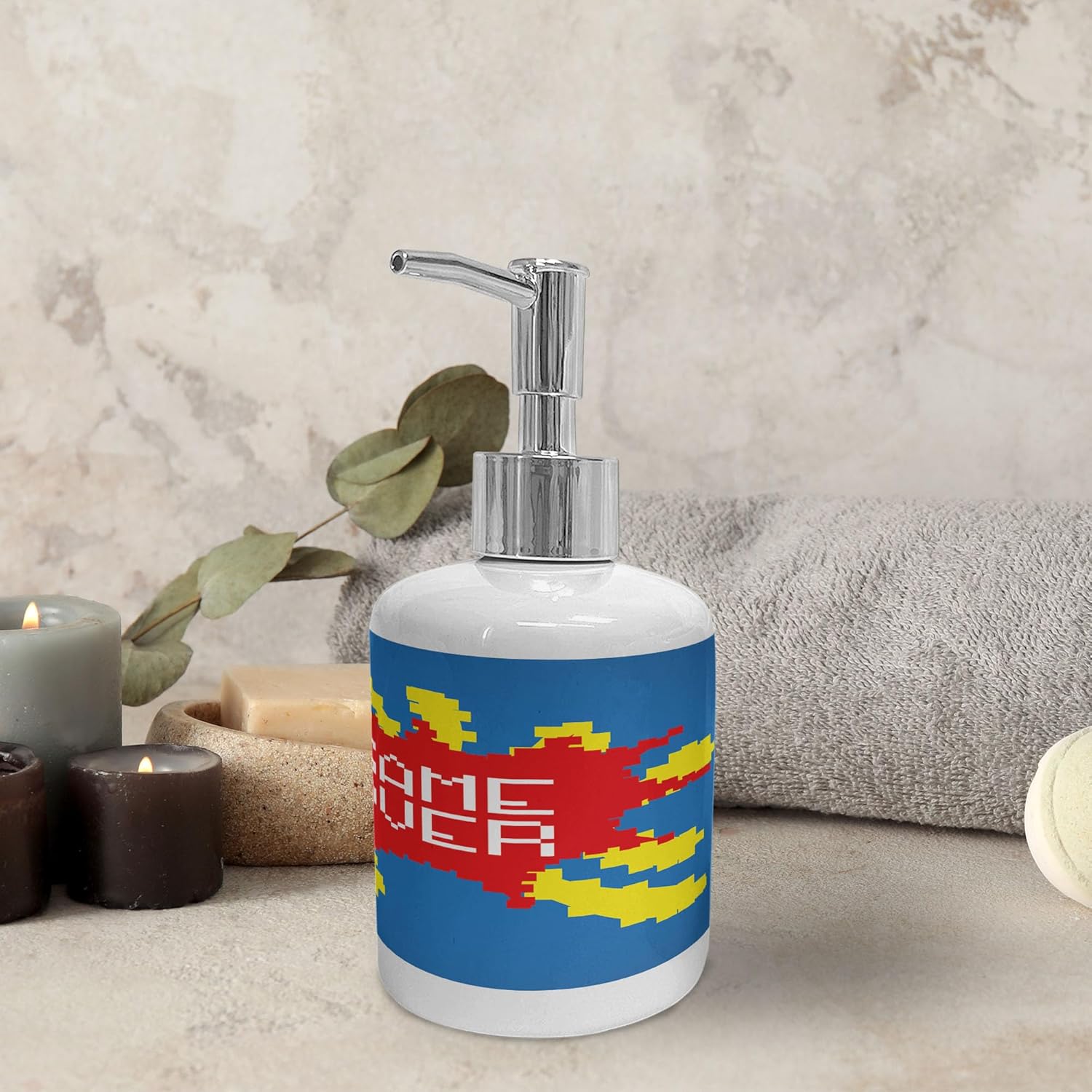 Ambesonne Video Game Theme Soap Toothbrush Holder Set