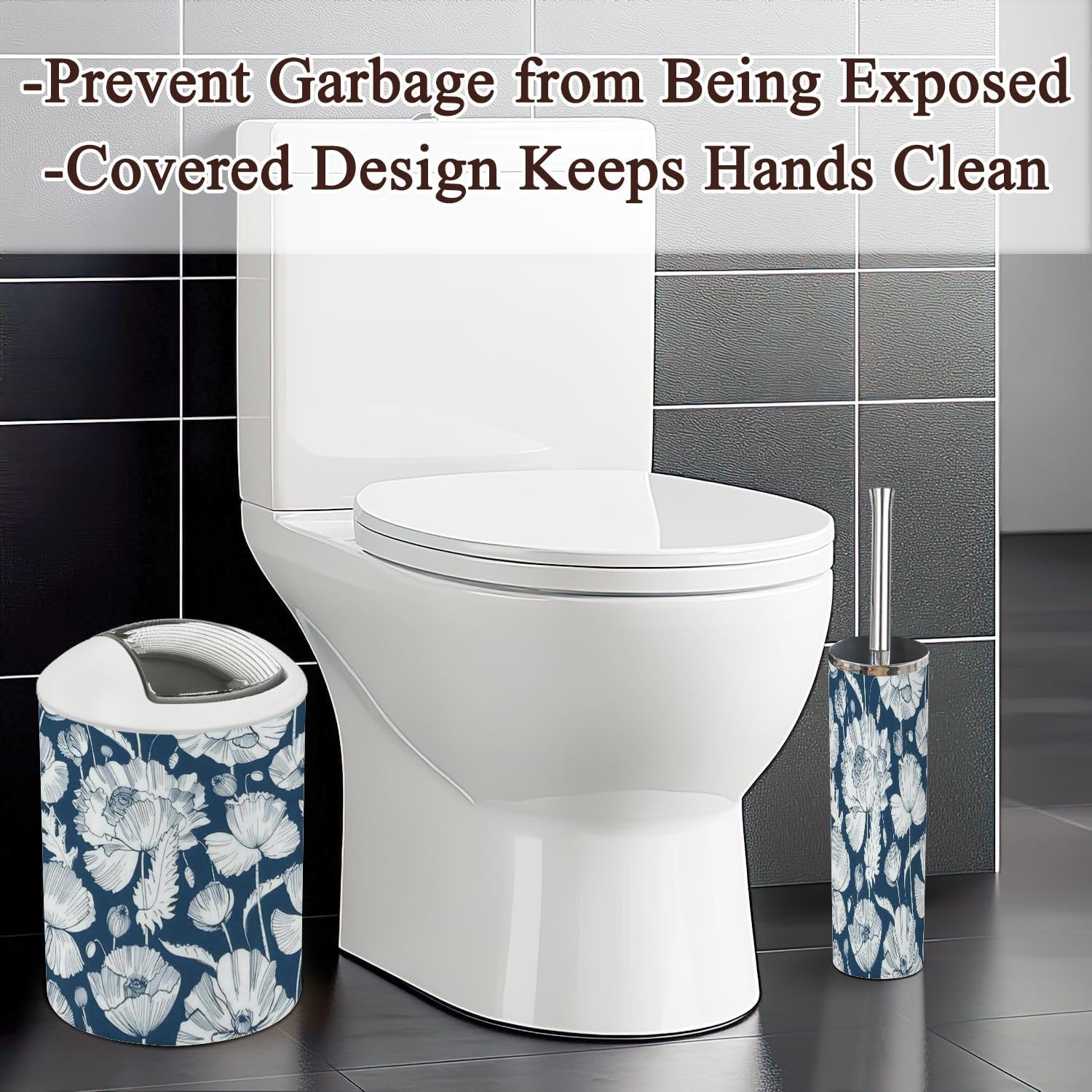 6 Piece Monochrome Bathroom Accessories Set