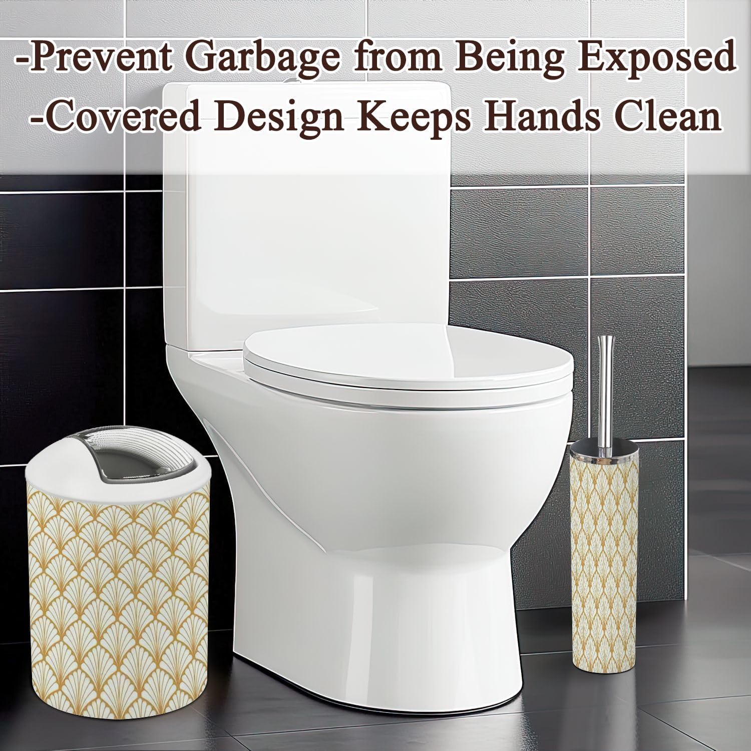 Modern Bathroom 6-Piece Accessories Set with Geometric Design