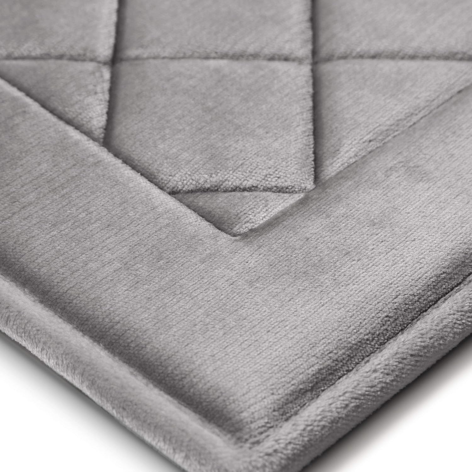 MICRODRY SoftLux Diamond Embroidered Bath Mat 17x24 Silver