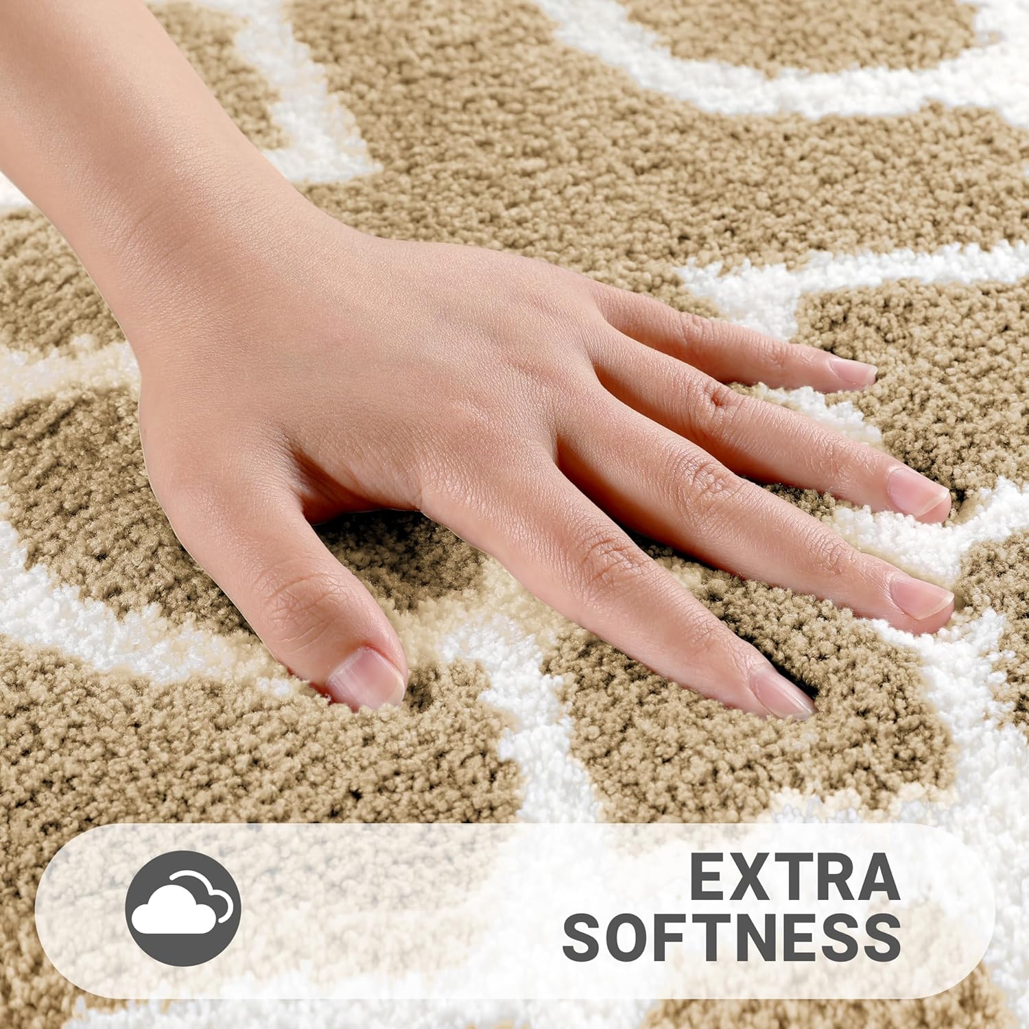 Yimobra Luxury Plush Bath Rug 47x24 Inch Beige