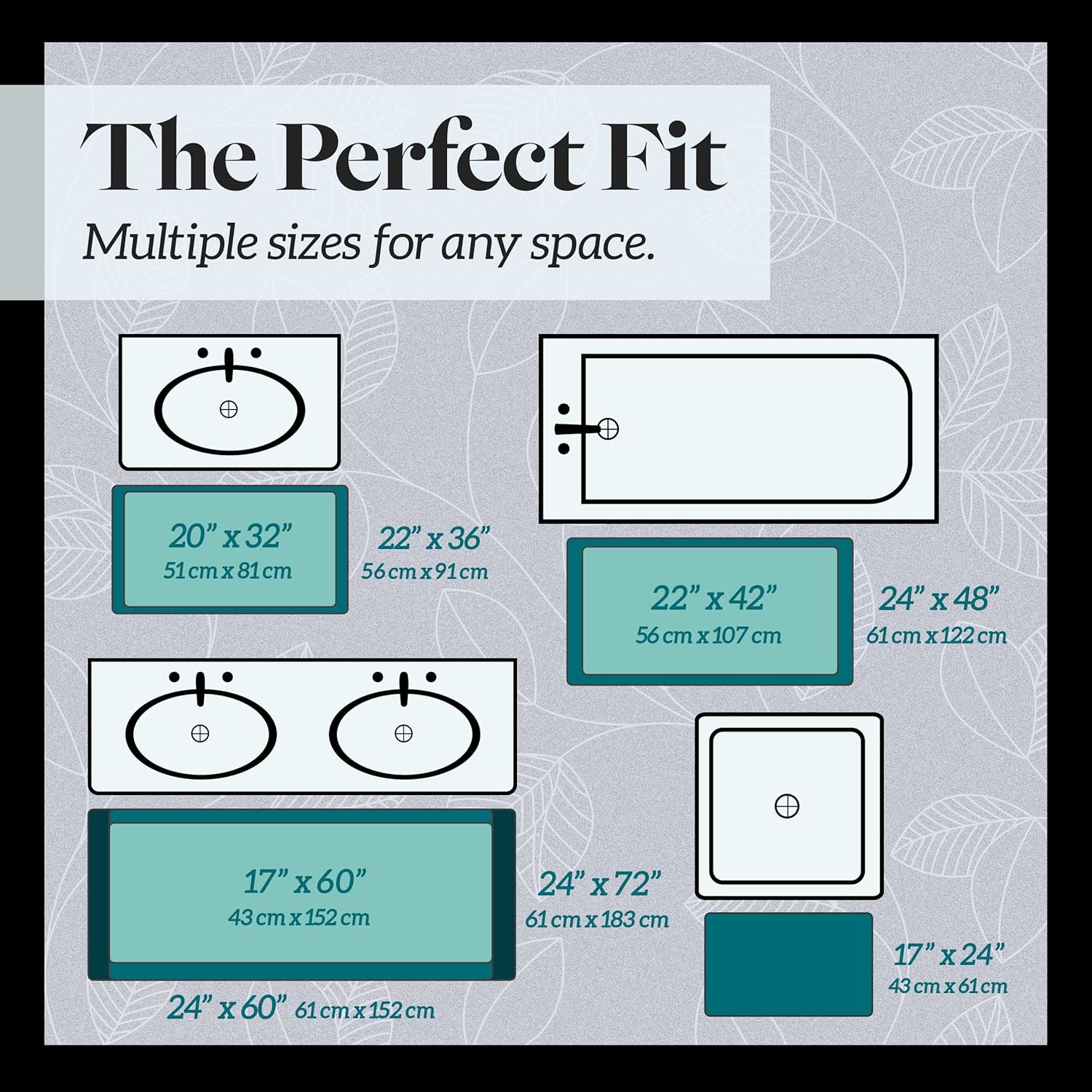 Genteele Non Slip Bath Mat - Quick Dry Memory Foam 17x24